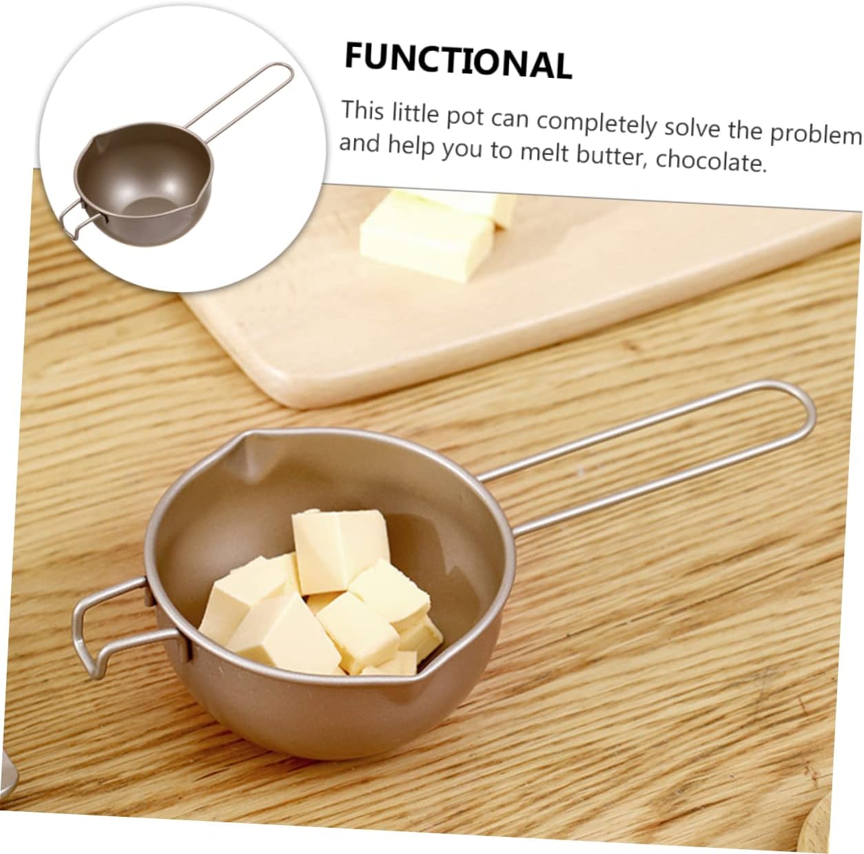 Unomor Diy Baking Tool Steel Melting Bowl for Cheese Chocolate Chips Candy Melts