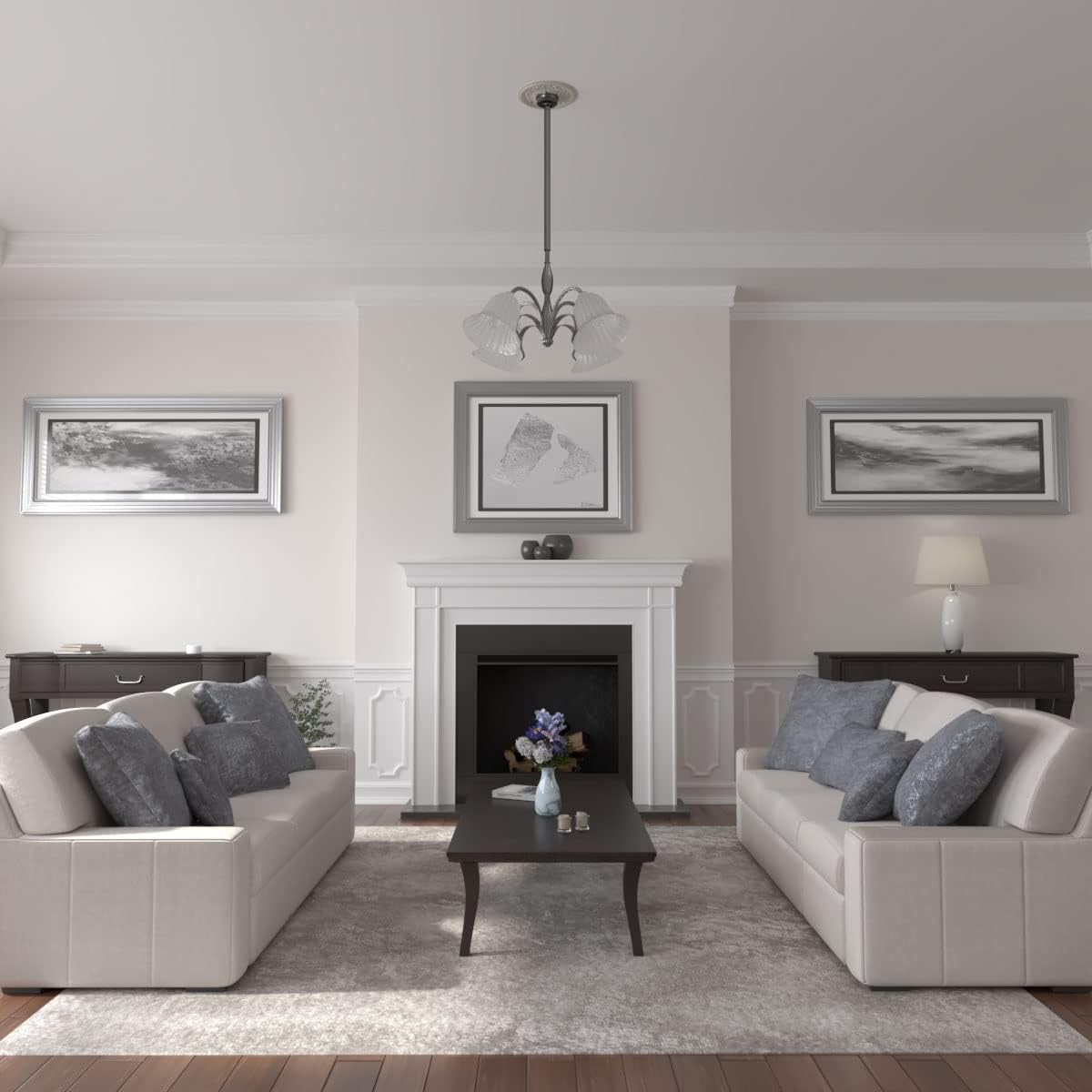 Pot of Cream Crackle Polyurethane Acanthus Ceiling Medallion