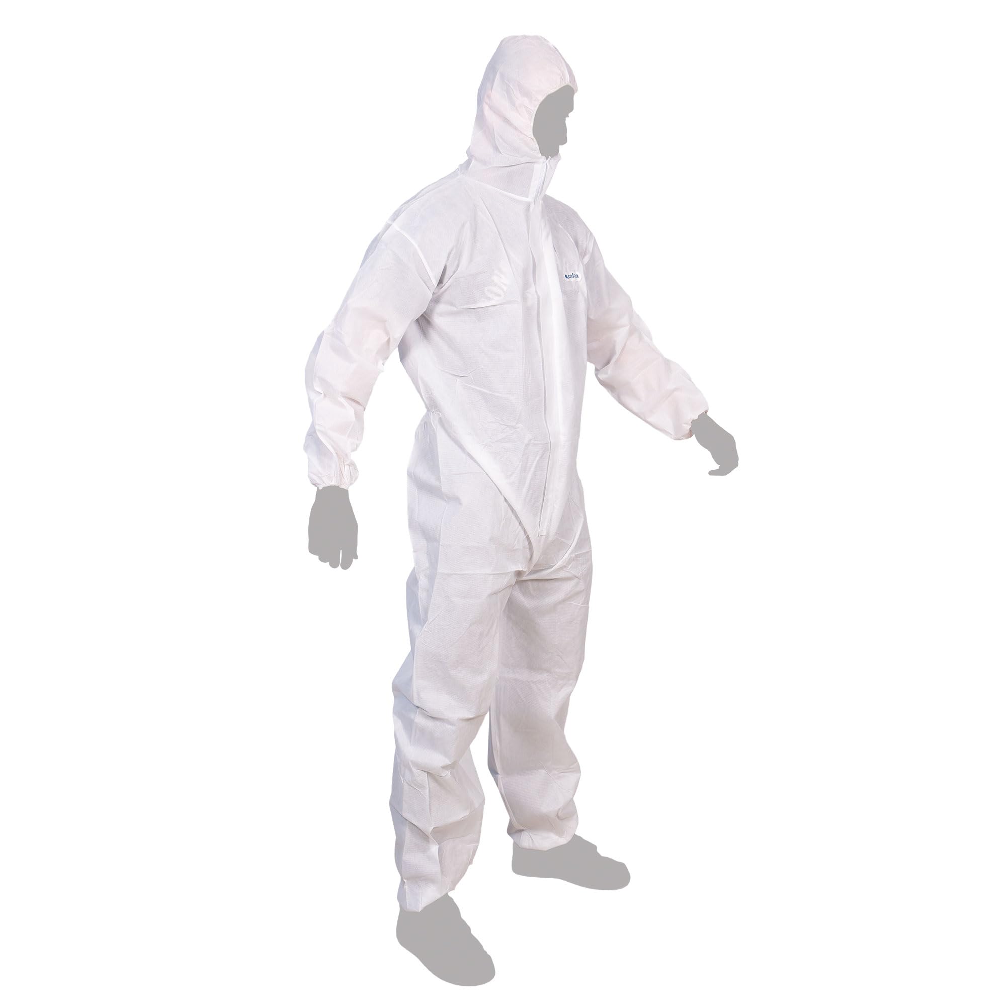 Cofan Buzo de Protección Desechable con Capucha Tipo 5/6 Cat III, Antiestático, Mono de Seguridad para Químicos, Pintura y Construcción, Tallas Desde la M a XXL