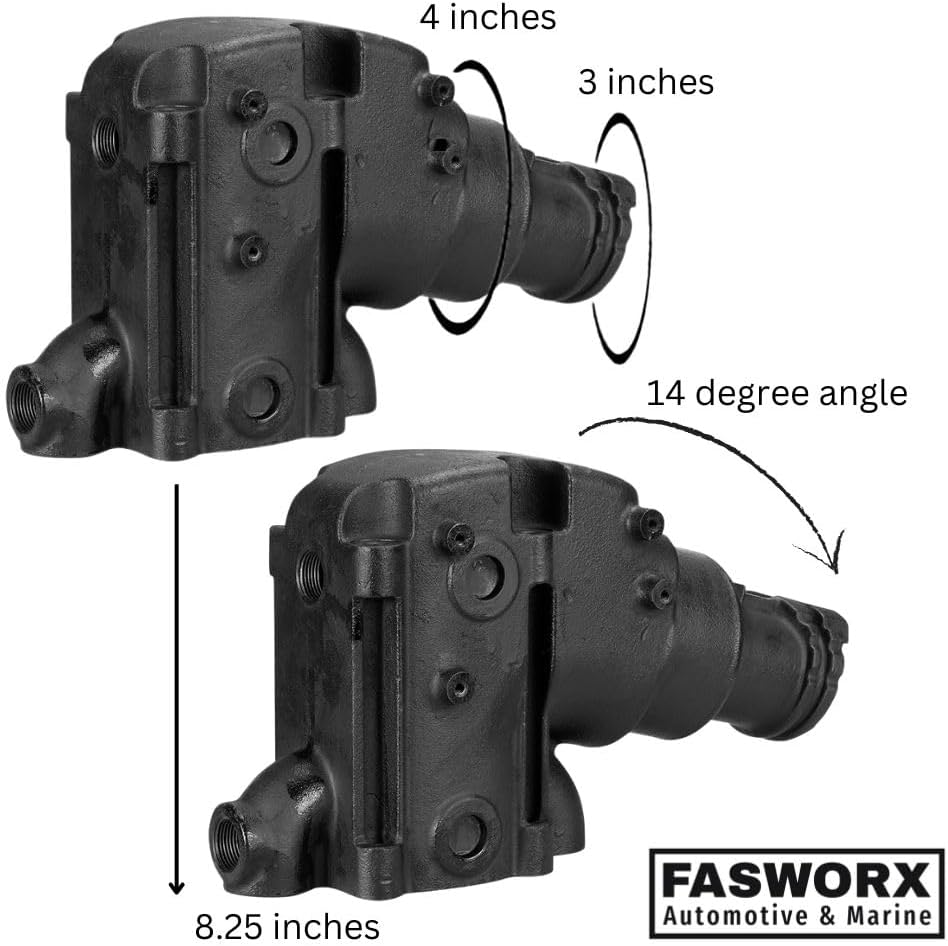Mercruiser Set of 2 Tall Exhaust Riser Elbows with Gaskets & Bolts - Replaces 864591T02, 2002 and newer 4.3 L, 5.0L, 5.7L, 6.2L V6, V8 Engines. 14-degree, 4” outlet, Dry Joint Elbow by FASWORX