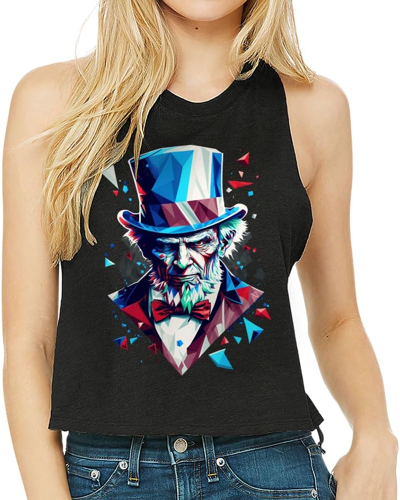 American Themed Racerback Cropped Tank - Patriotic Items - Unique Gifts