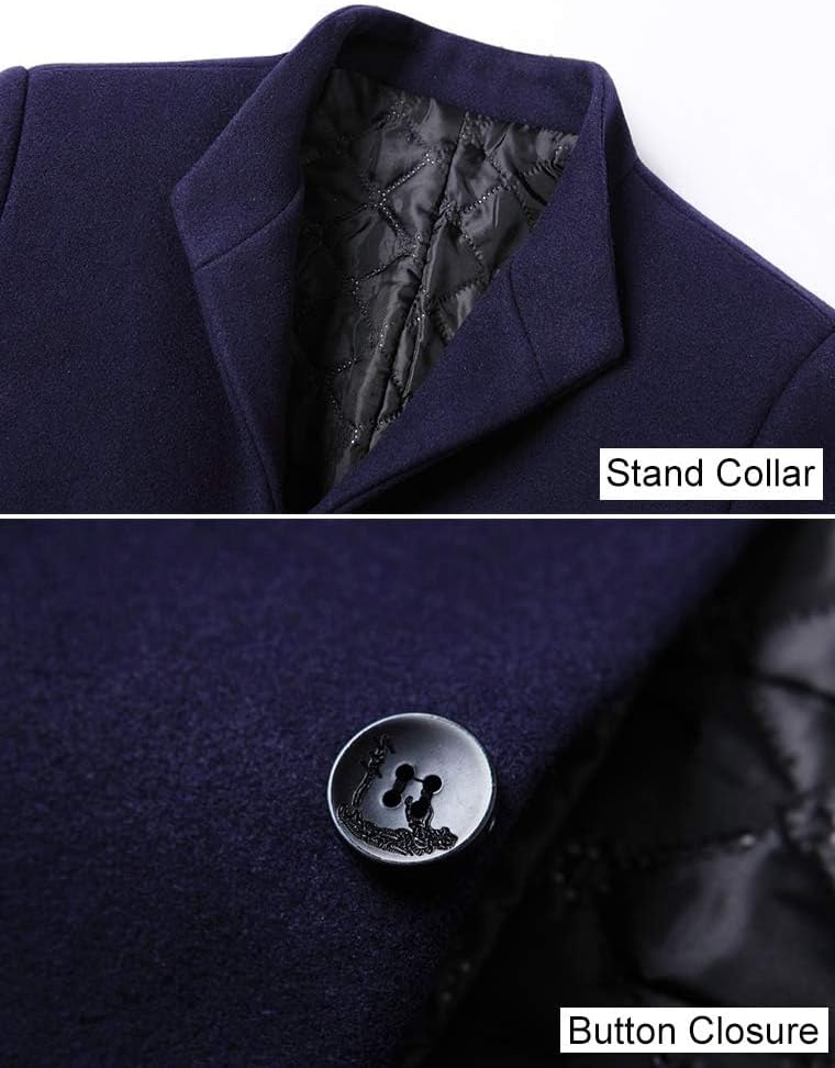 FTCayanz Men's Trench Coat Wool Blend Slim Fit Top Coat Single Breasted Business Overcoat - Image 5