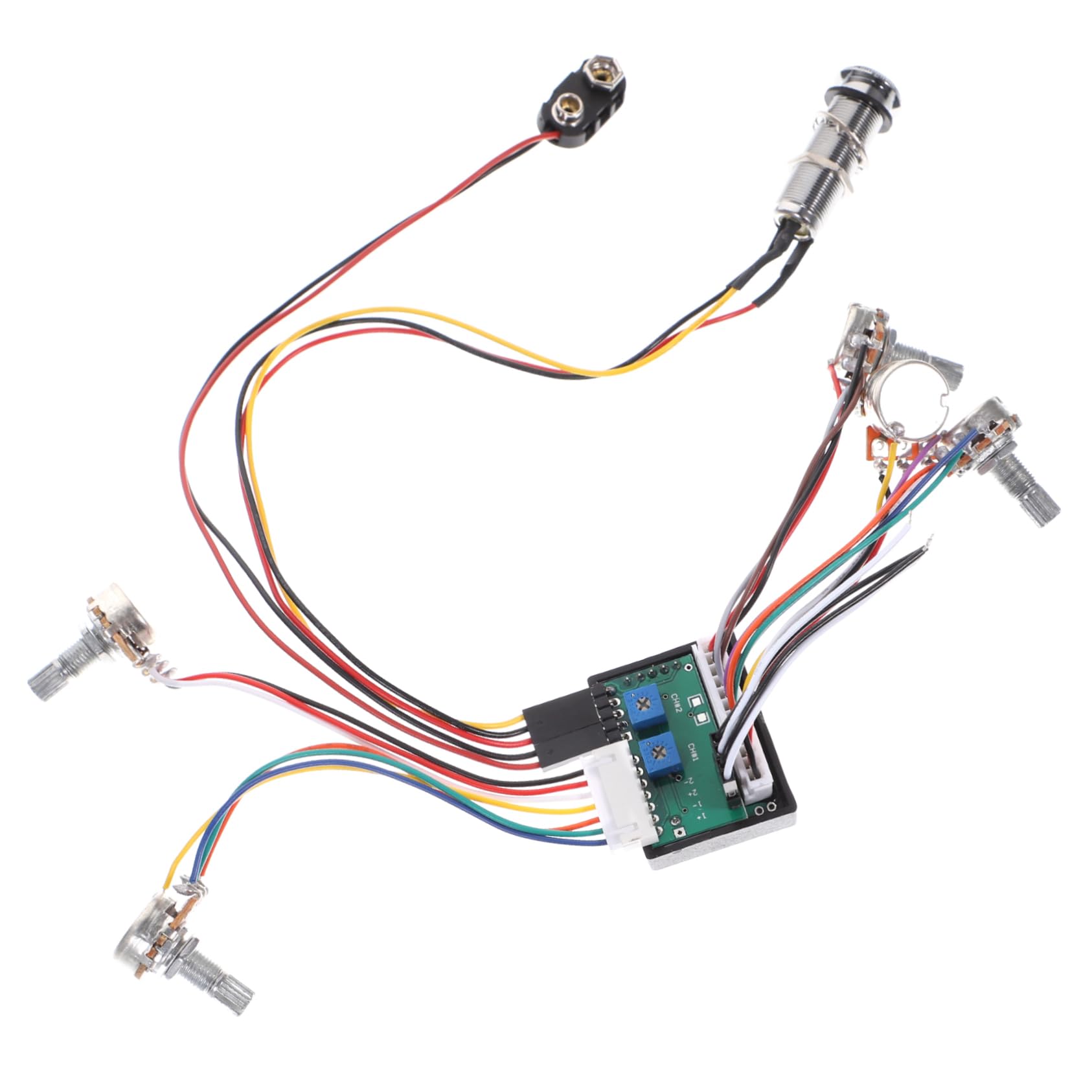 Bassgitarren Tonregler Kabelbaum 1 Satz Volume B100k Tone A250k | System Iii mit Fünf Potentiometern, 3-band Eq für E-bass und E-gitarre, Silber
