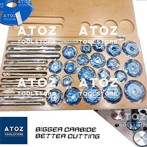ATOZ.Toolstore Colorful Carbide Tipped Valve Seat Face Cutters 30 45 70 (20 Bore Degree) Arbor RODS, Handles (21x Cutter Set Big Engines (4 Wheelers))