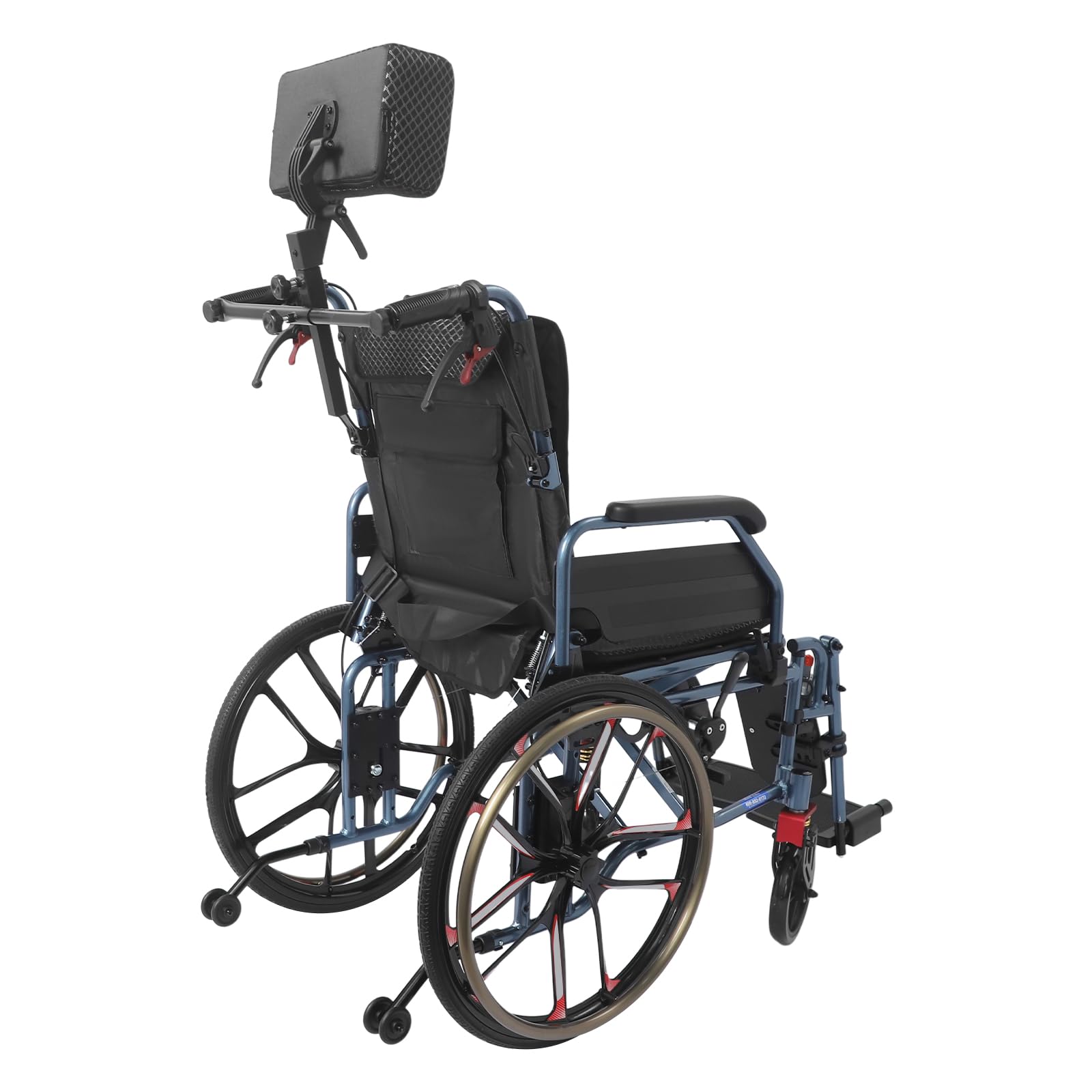 Silla de ruedas plegable de hasta 100kg con ruedas traseras/delanteras de 20/7in,cinturón de seguridad,reposabrazos plegables,ruedas antivuelco,Silla de ruedas de tránsito para personas mayores,viajar