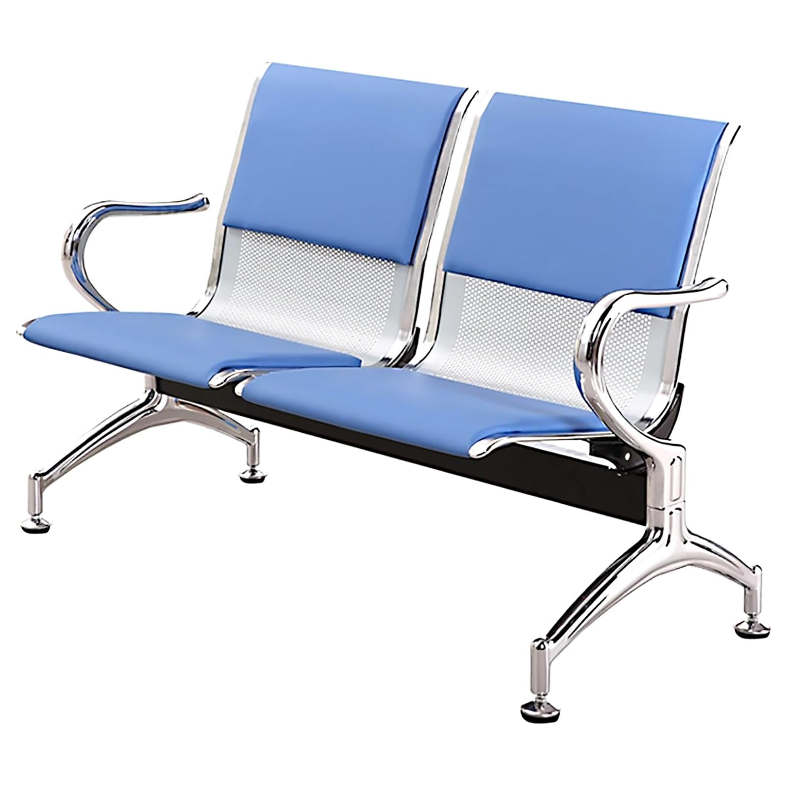 SnamicE Waiting Room Chairs,2-Seat Reception Chairs with PU Cushion, Lobby Waiting Chair with Arms & Backrest, 880 lbs Capacity, Ideal for Airport, Bank, School,Blue