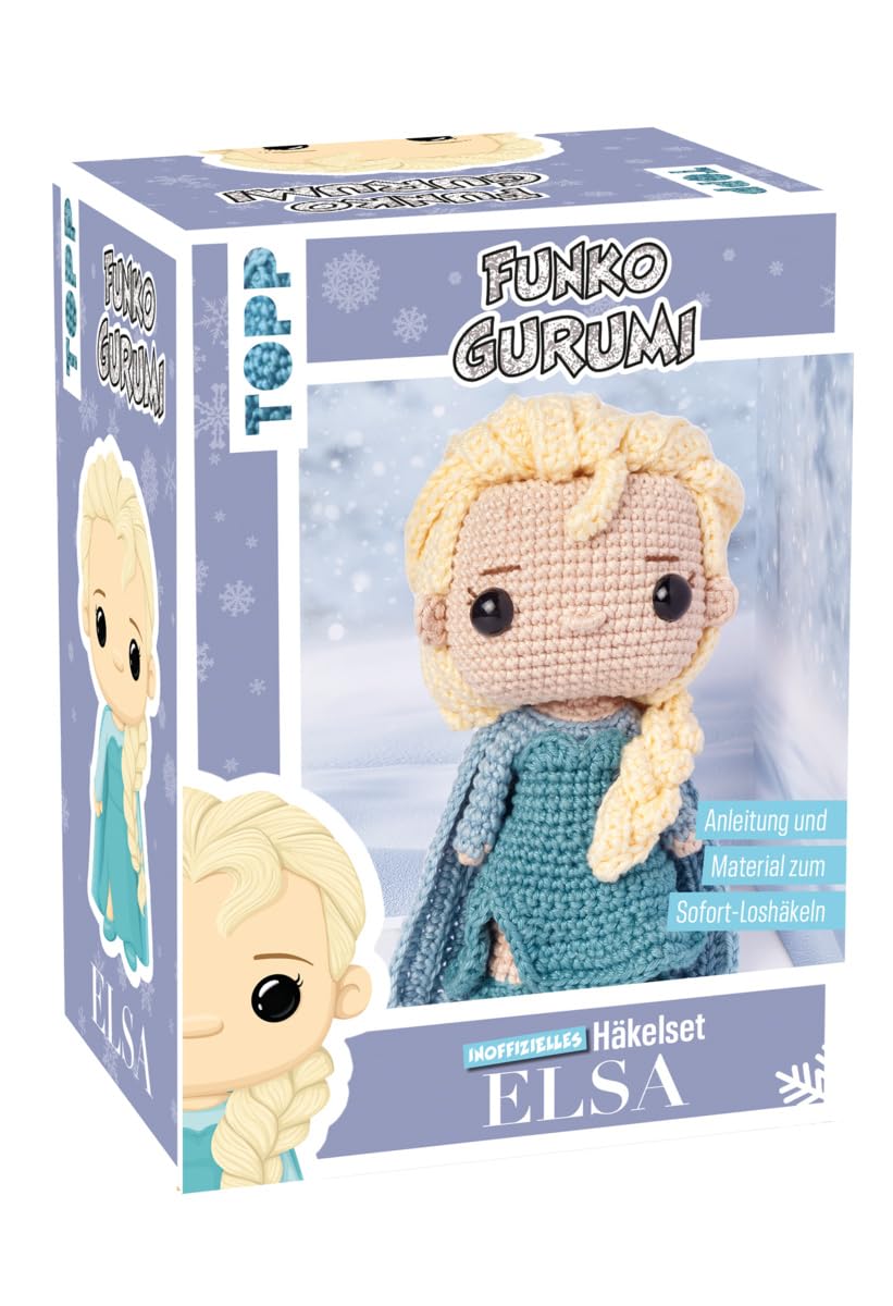 topp Funkogurumi Elsa, The Unofficial Crochet Set, Instructions, Yarn in 4 Colours (63% Cotton, 37% Polyacrylic), Filling Wadding, Embroidery Thread, Crochet Hook 2.5 mm, Safety Eyes, Stitch Marker