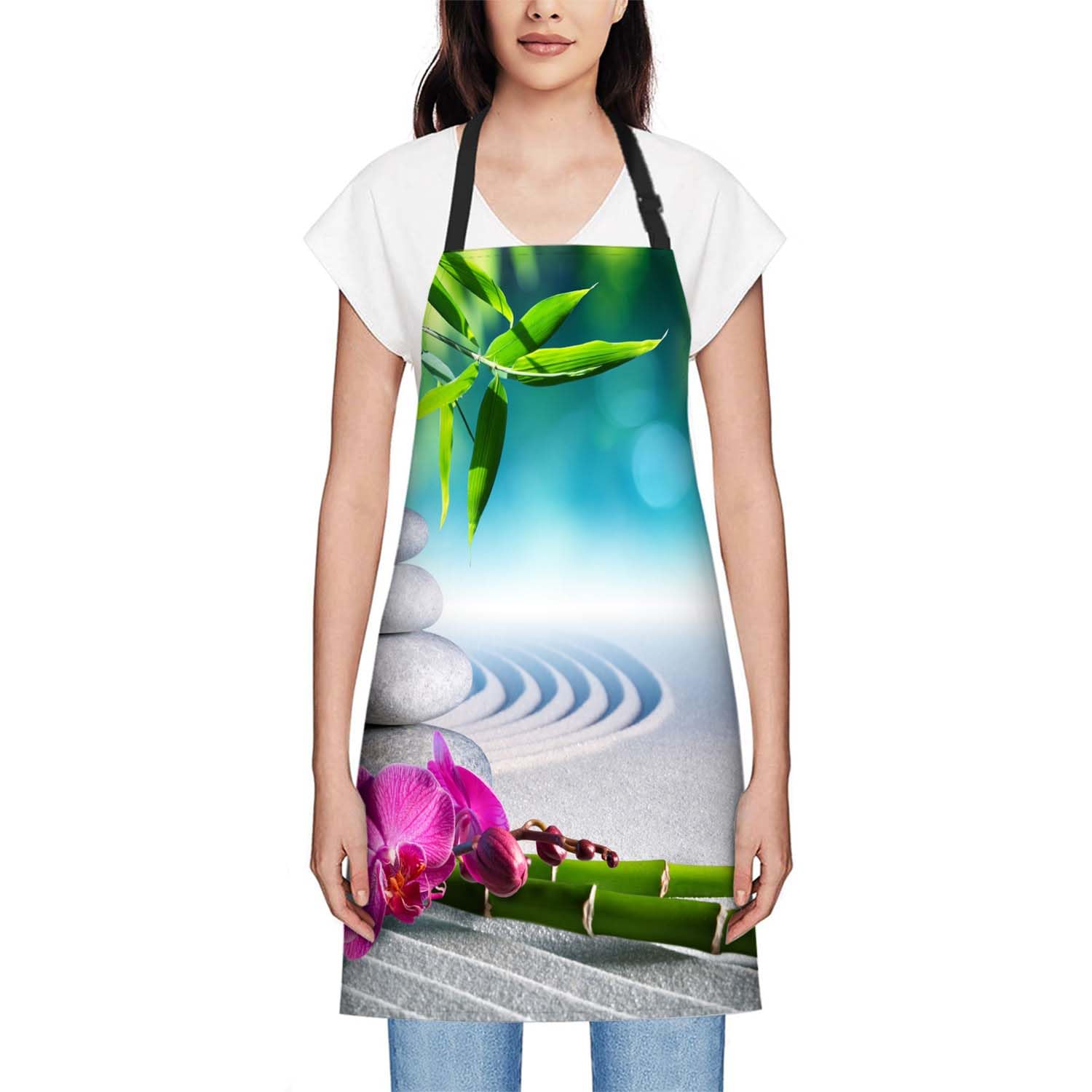 Smooffly Sand Orchid & Massage Stones - Kitchen & BBQ Aprons for Men & Women, Sand Orchid and Massage Stones, 27x31 Inch - Image 2