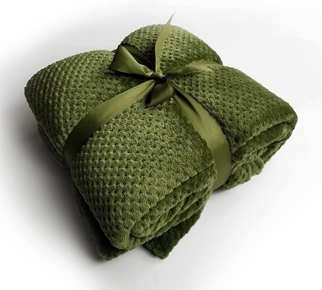 Groene zachte flanellen fleece gooien deken, picknicktafel geïnspireerd