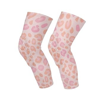 Soft Pink Leopard Fur Print knee brace for women Pack of 2 Joint Pain Relief knee pad for Bike, Climbing, Soccer, Baseball