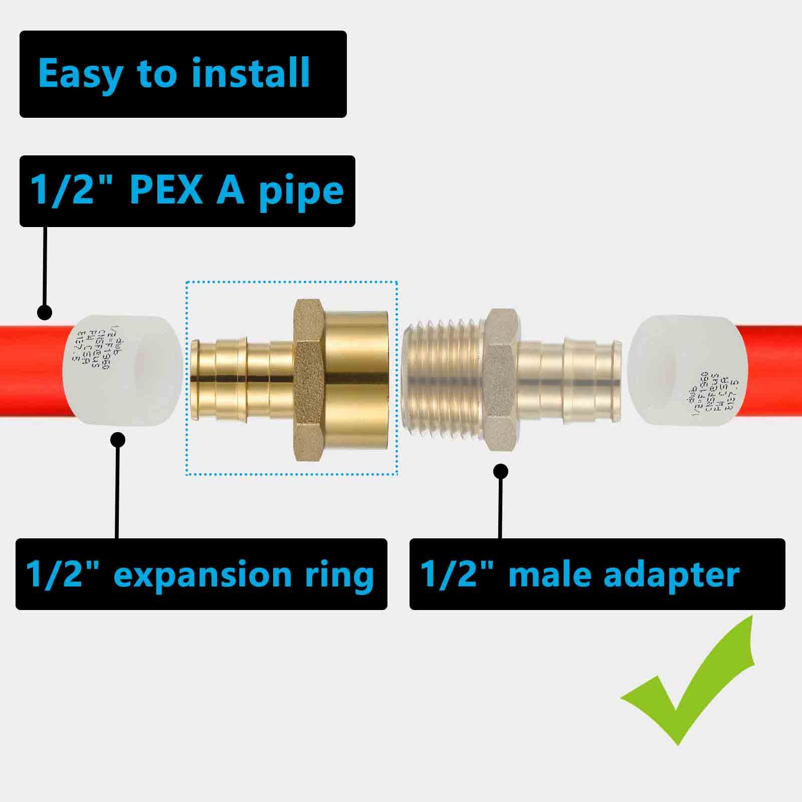 10 Pack Lidertik 1/2" PEX A Expansion Female NPT Adapters - Brass Fittings For Plumbing