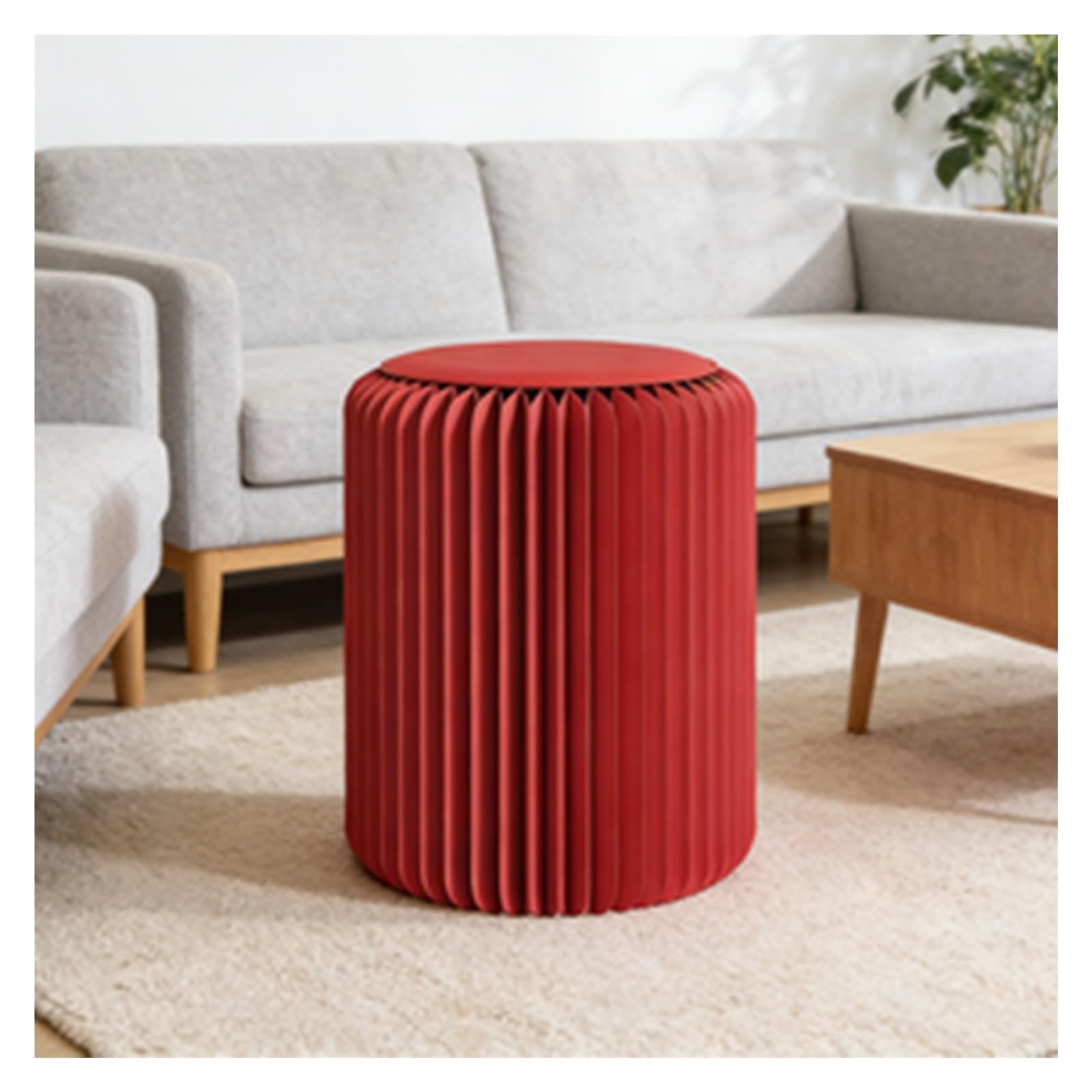 Accordion Design Portable Folding Paper Stool, Multi-Function Retractable Round Foot Rest Side Table(32x37cm/12.6x14.6)