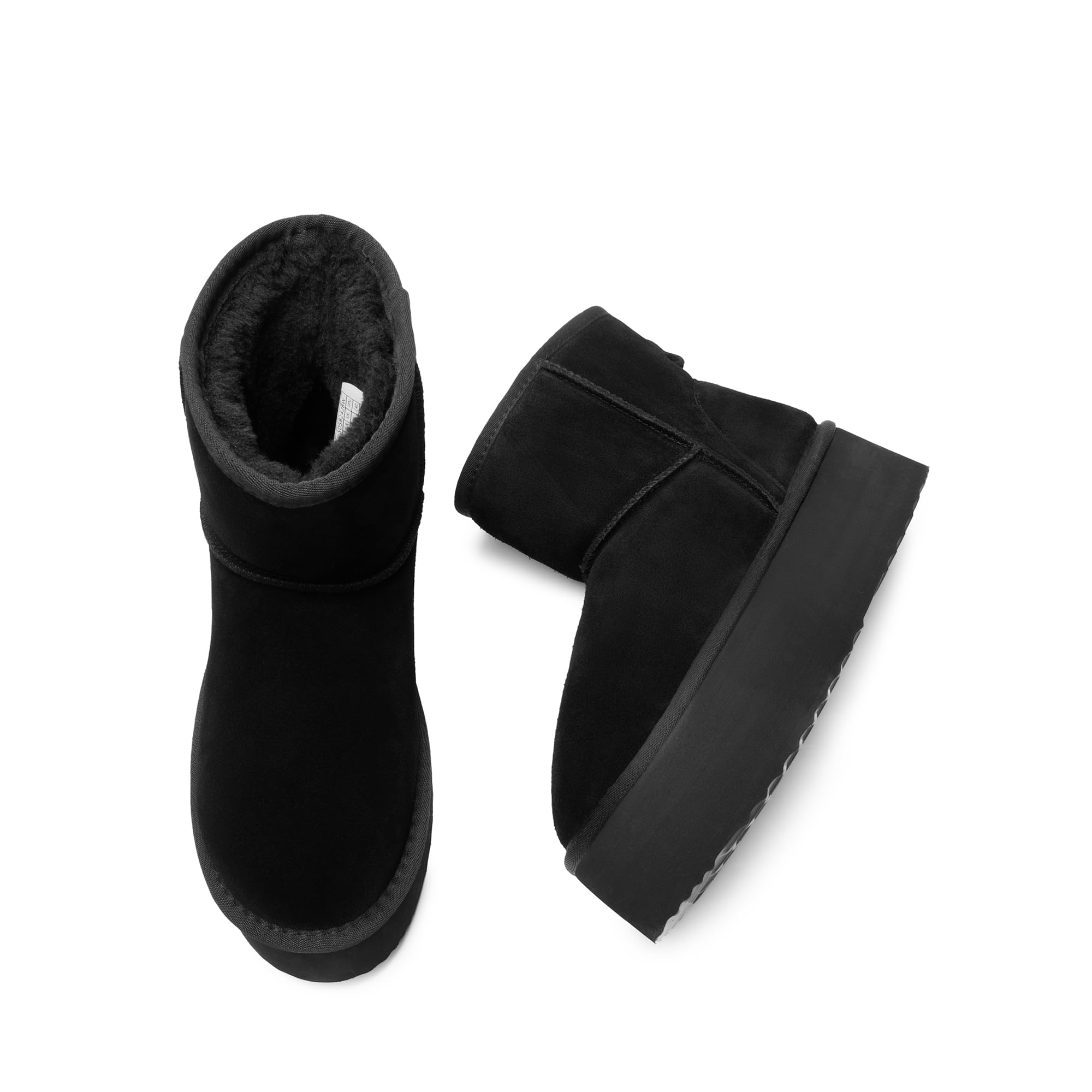 DREAM PAIRS Invernali Stivali da Classici con Plateau da Donna Resistenti Bassi Stivali da Neve Alla Caviglia con Fiocchi Fai da Te FuzzyClassic