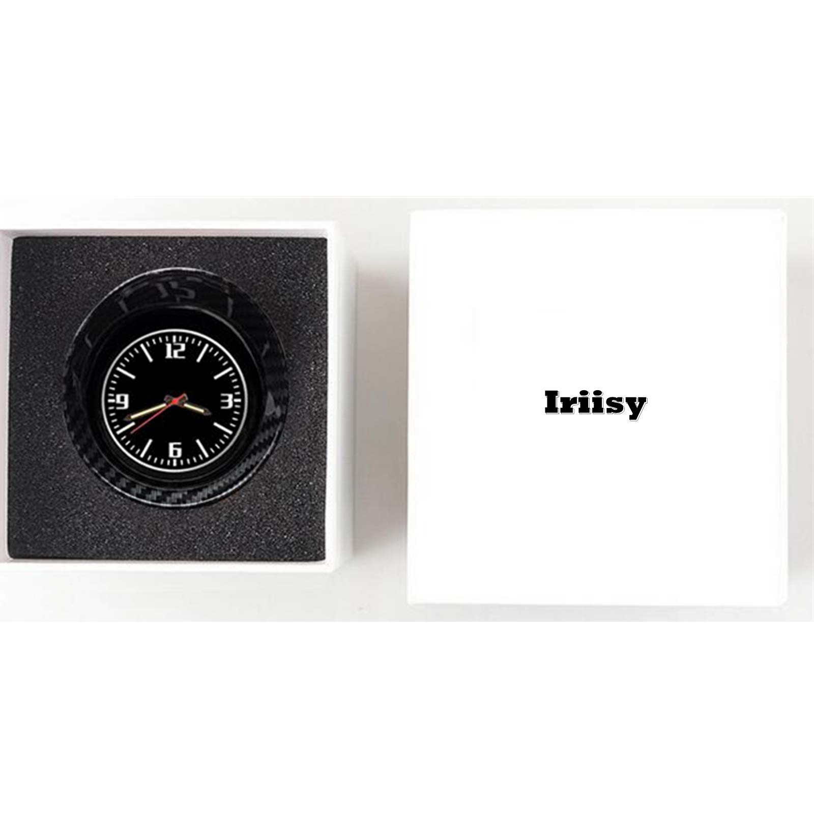 Horloge à Quartz pour Voiture - Intérieur en Fibre de Carbone - Tableau de Bord - Affichage de l'Heure et de la Date - Décoration Universelle