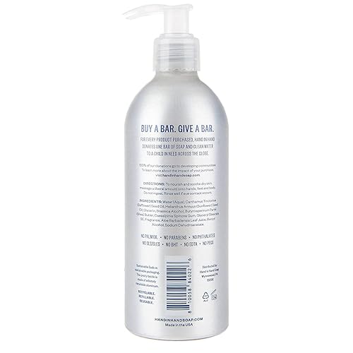 Miniatura 3 de Hand in Hand Loción corporal hidratante, loción para piel seca con manteca de karité, 10 onzas líquidas, menta dulce y eucalipto, aroma a sal