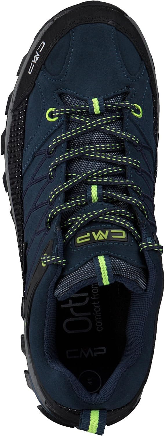 CMP Rigel Men’s Low Waterproof Hiking Shoes – Suede Trail Shoes with Ankle Support & All-Terrain Grip (Blue Ink-Yellow Fluo, US Footwear Size System, Adult, Men, Numeric, Medium, 13)