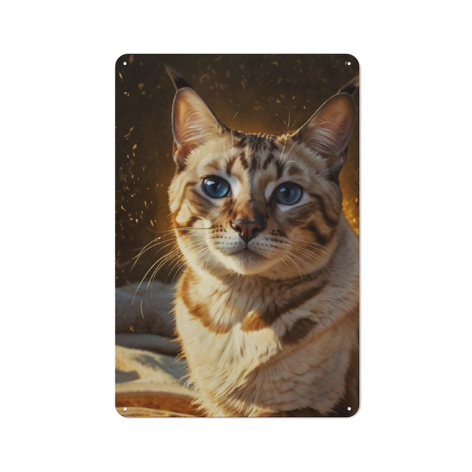 Junmoney Bengal Cat Portrait Farmhouse Country Metal Sign 30X20cm, Cottage Wall Art For Farmhouse Kitchen, Pantry Or Dining Area