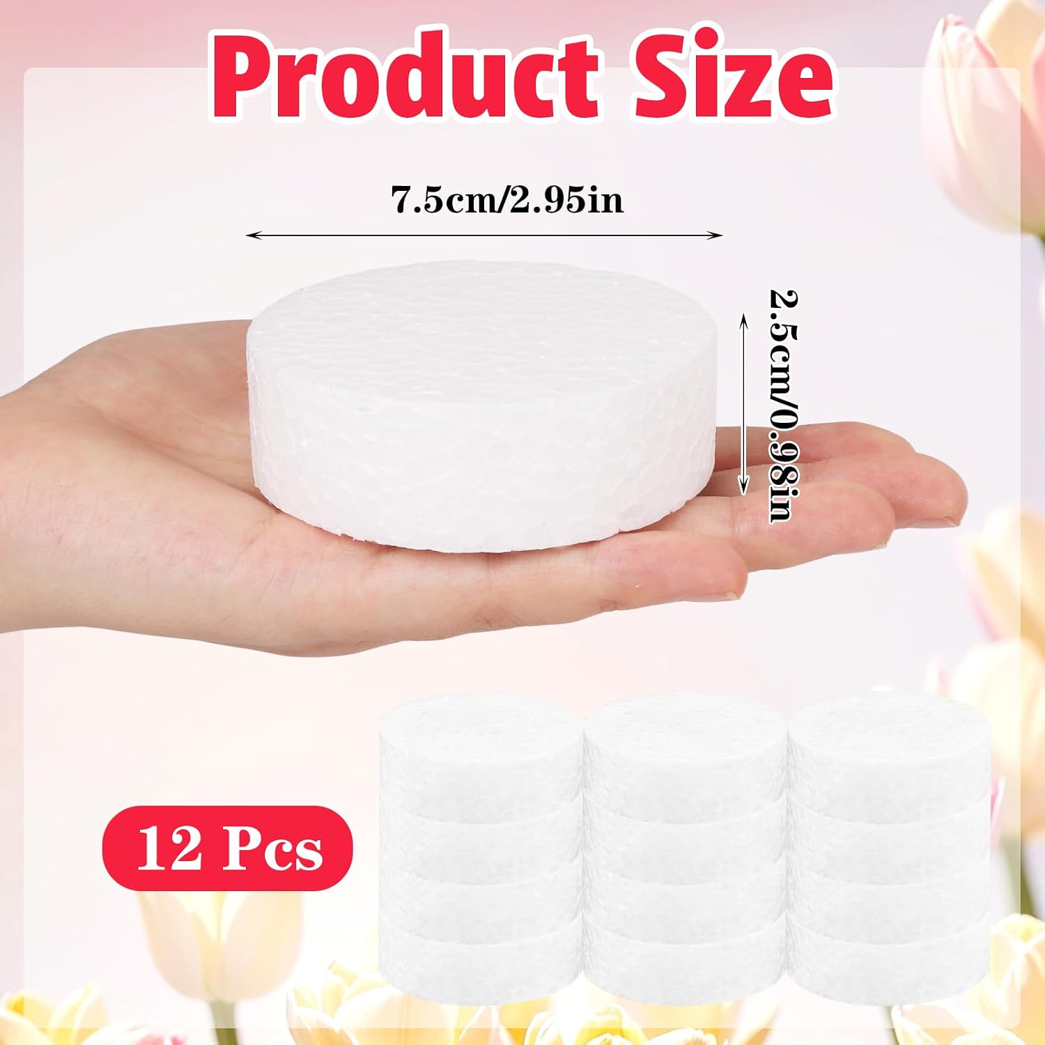 LOKIPA 12 Pack Foam Circles for Crafts, 3 Inch Craft Foam Discs | 1 Inch Thick Round Polystyrene Discs for Lollipop DIY Cake Model Making Sculpture Party Centerpieces Projects Decorations