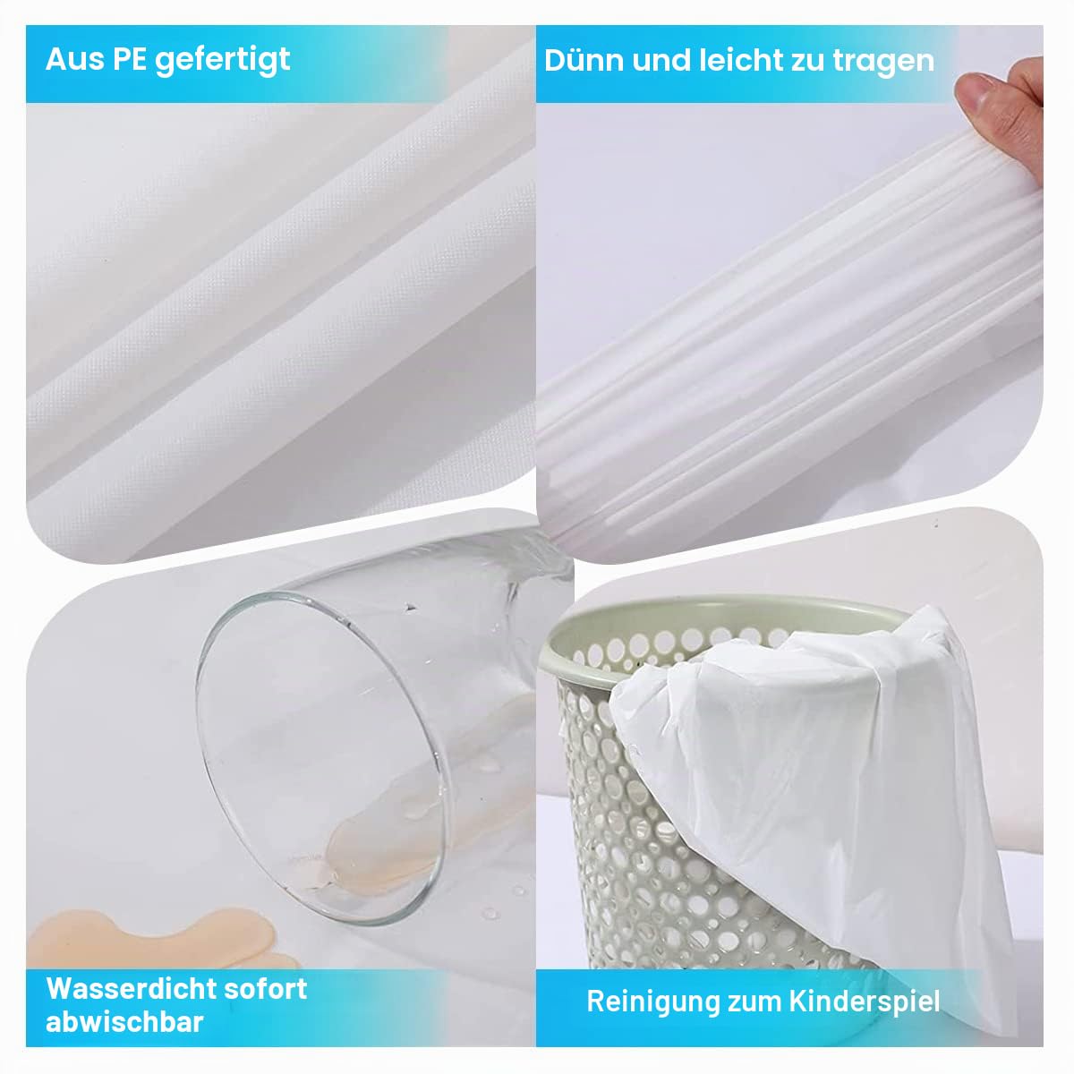 20 Stück Tischdecke Weiß,Einweg Tischdecke für Hochzeit 150cm x 240cm,Wasserdicht Geburtstag Tischdecken, Rechteckig Tischtuch Geeignet für Hochzeit, Party, Kindergeburtstag