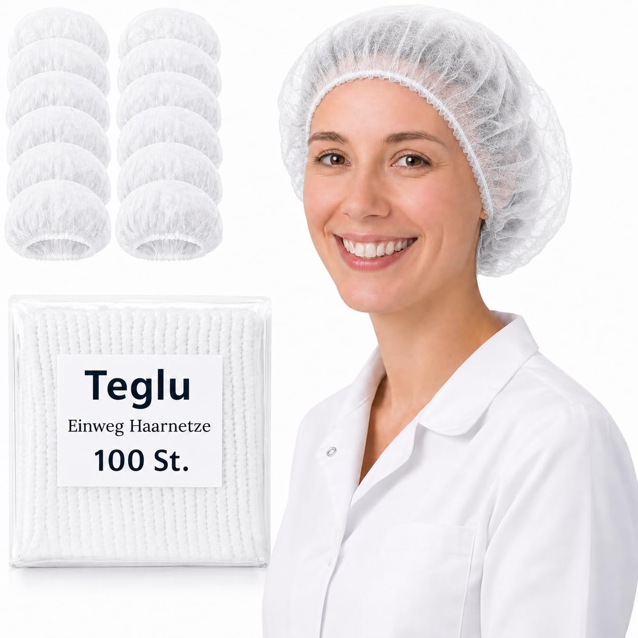 100 sztuk siatek na włosy – medyczna siatka jednorazowa – XL Hair Bonnet & OP, oddychająca, nie zawiera lateksu, z elastyczną taśmą, higieniczny czepek do gastronomii, kliniki, laboratorium