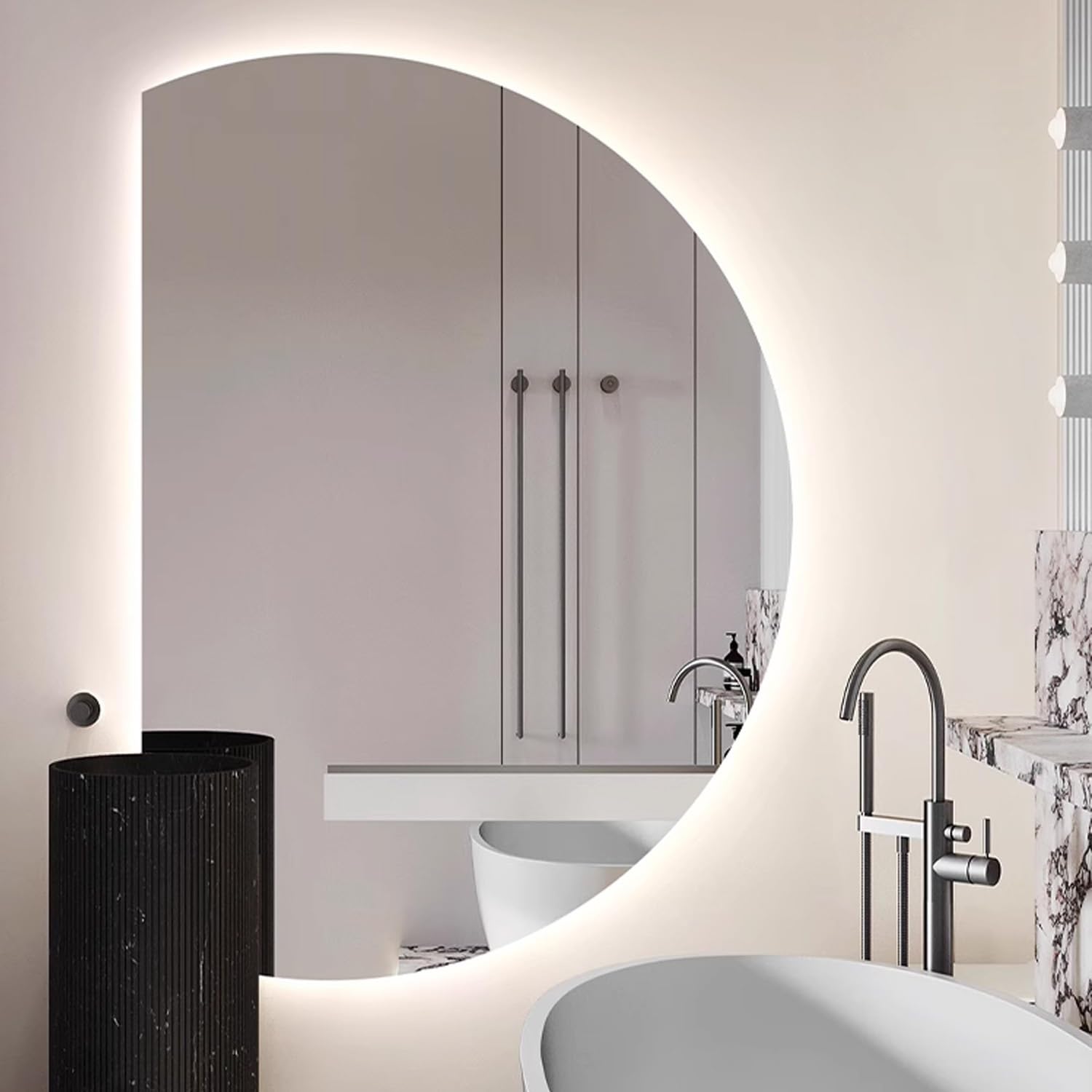 FGXHHS LED Illuminated Frameless Vanity Mirror with Dimmable Lighting and Defogging Feature