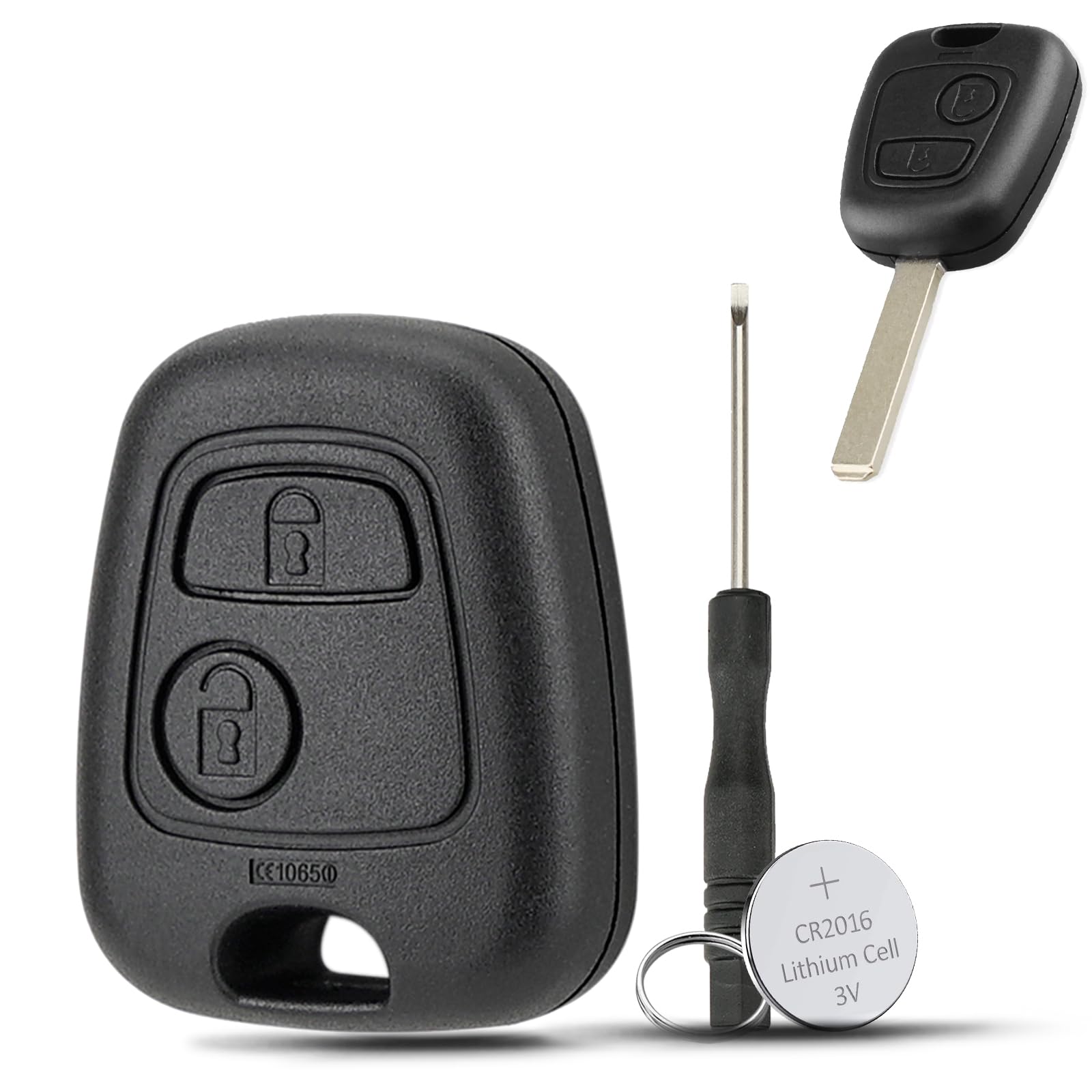 2 buttons For Toyota Aygo Key Cover Replacement Citroen C1 Key Fob Case Cover Shell Citroen C2 C3 C5 Peugeot 107 207 307 Key Case (NO Blade) with Battery