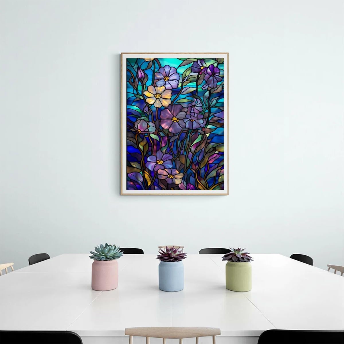 YEEIFFD Stained Glass Diamond Painting Kit Flower Diamond Art Paintings for Adults, DIY Full Drill Diamond Painting for Wall Decor Art 12x16inch