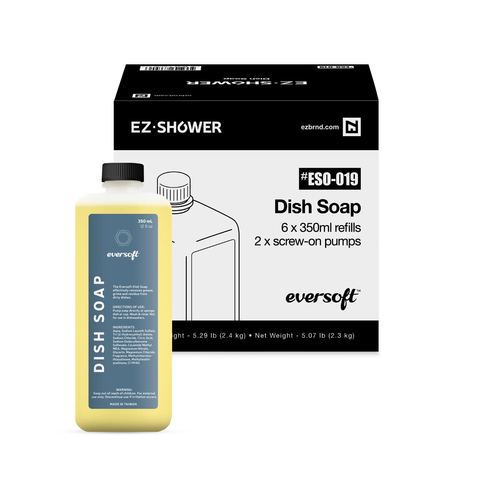 Eversoft Dish Soap Refill Cartridge, Pack of 6 x 350ml (12.0 oz), ESO-019P
