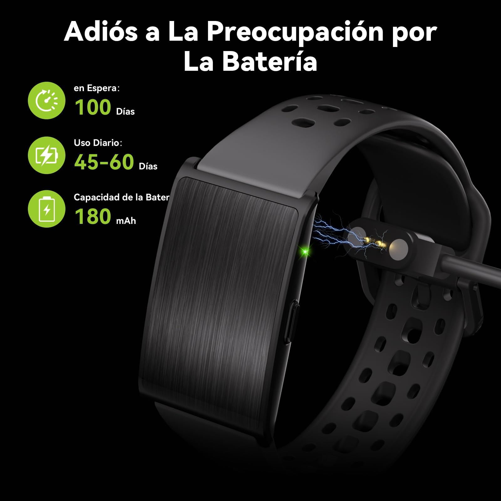 Pulsera de Actividad Inteligente sin Pantalla para Mujer y Hombre | 24/7 Monitor de Ritmo Cardíaco y Sueño con Análisis AI, 60 Días Batería, 170+ Modos Deportivos, Sin Suscripción