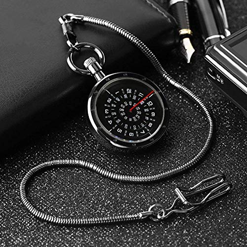 Taschenuhr Retro Black Steampunk Open Face Plattenspieler Design Taschenuhr Anhänger Uhr Geschenke für Männer Frauen Retro Punk