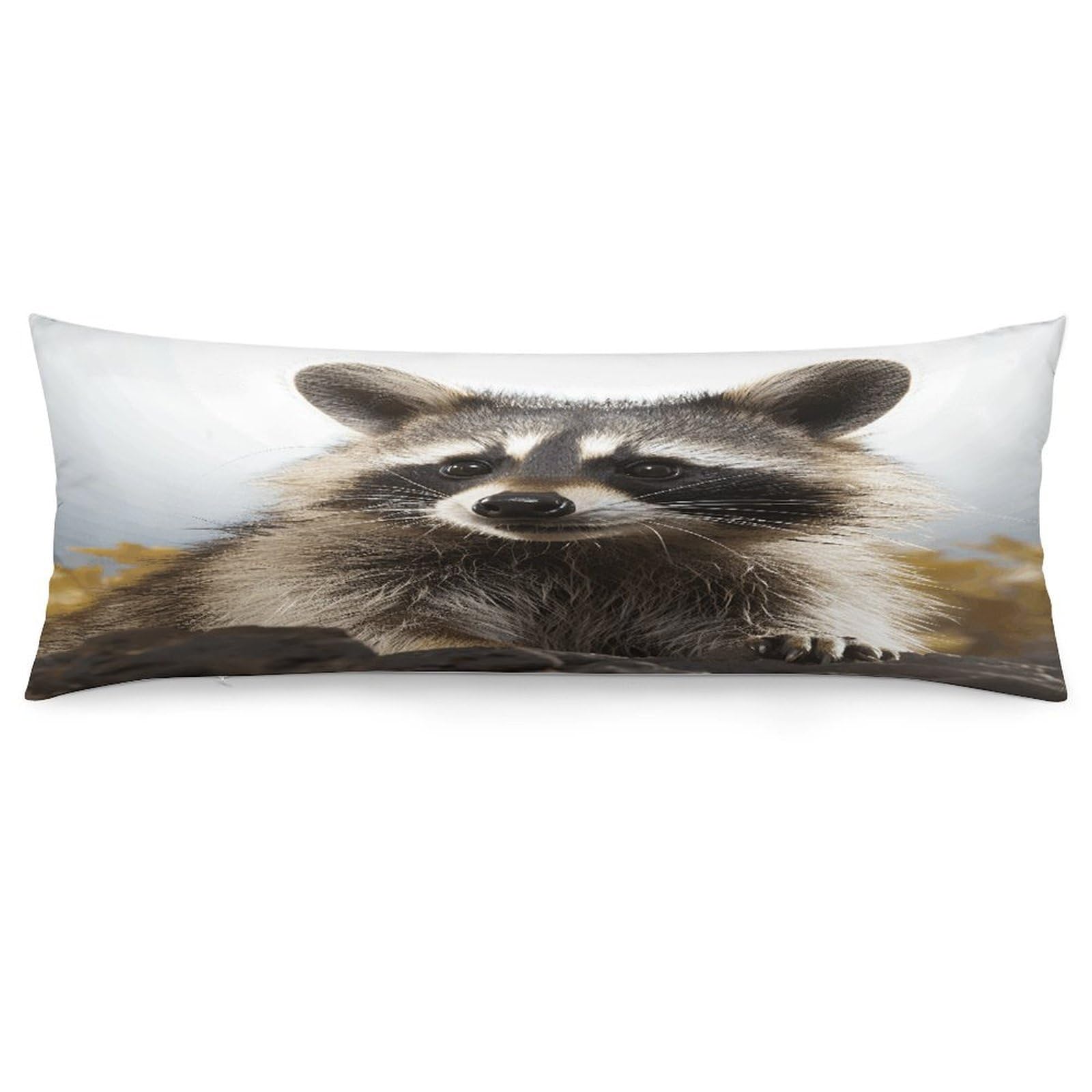 Hairy Raccoon Throw Pillow Cover Soft Pillow Case Decorative Lumbar Pillow Cover Cozy Throw Pillowcase Polyester Rectangular Cushion Case Decor for Couch Sofa Bed
