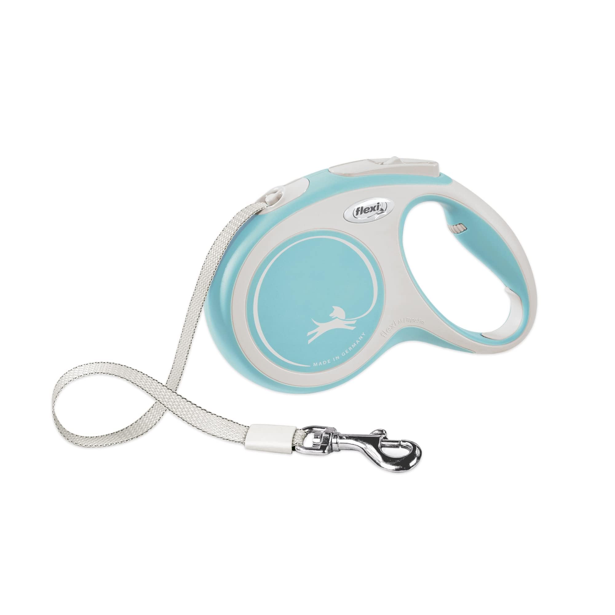 FLEXI® New Comfort Retractable Dog Leash (Tape), Ergonomic, Durable and Tangle Free Pet Walking Leash for Dogs Up to 26 lbs, 10 ft, Extra Small, Blue/Pastel