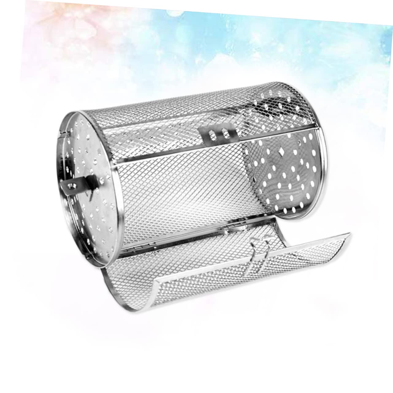 FUNOMOCYA Roaster Rotisserie Roaster Rack Barbecue Cage Stainless Steel Drum Oven Grilled Cage Great for Evenly Cooking Food