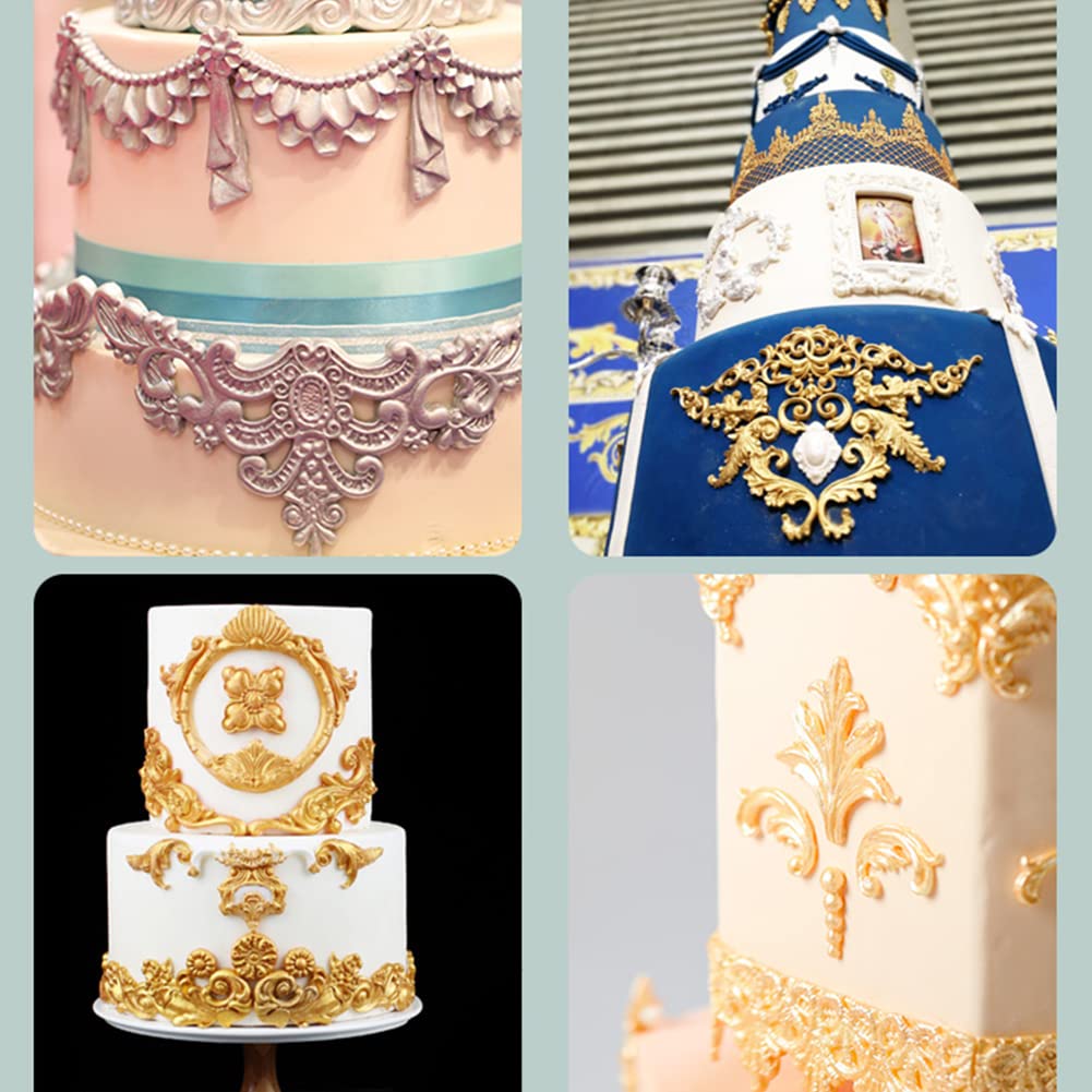 3 Pcs Baroque Silicone Molds, Baroque Scroll Border Molds Vintage Curlicues Molds for DIY Cake Decoration, Baking, Polymer Clay, Resin