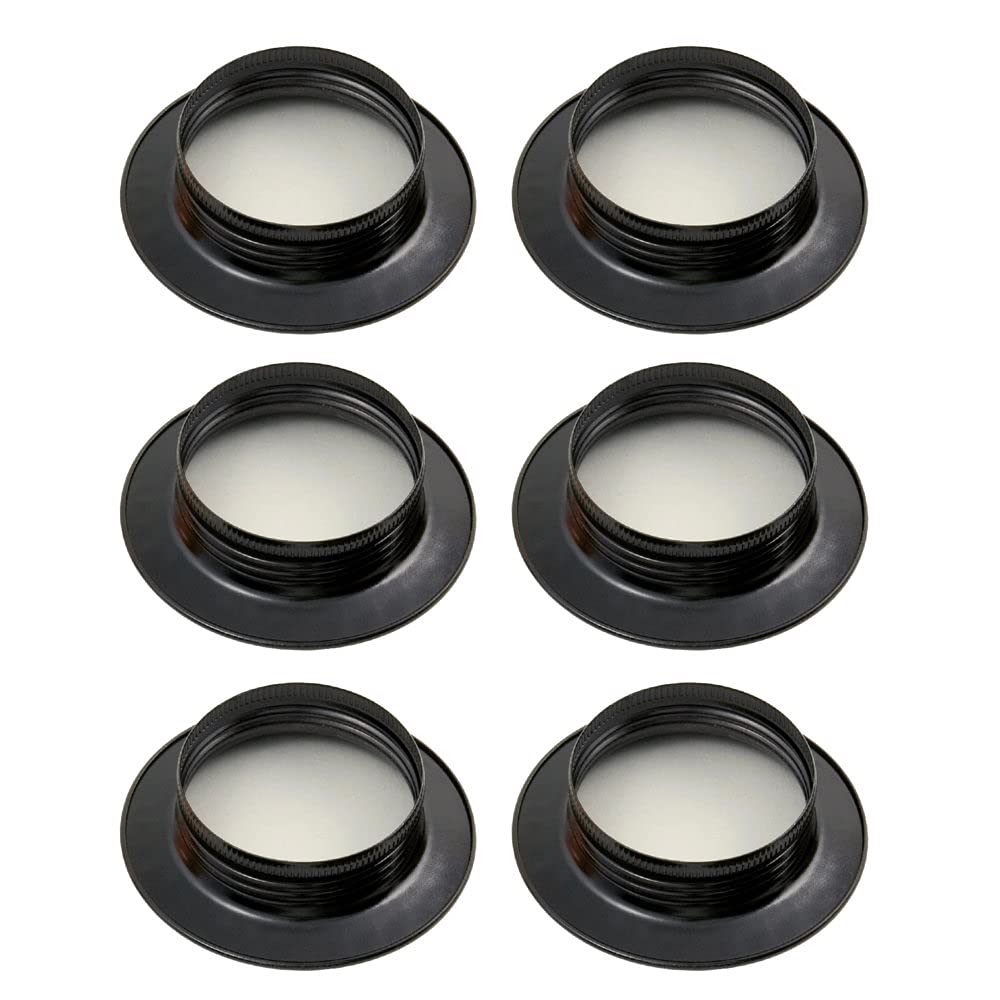 6 Pack | Black Nickel Metal ES E27 Lampholder Wide Shade Ring | Large Edison Screw | 40mm Internal Diameter | Simple Twist & Lock | UK Approved