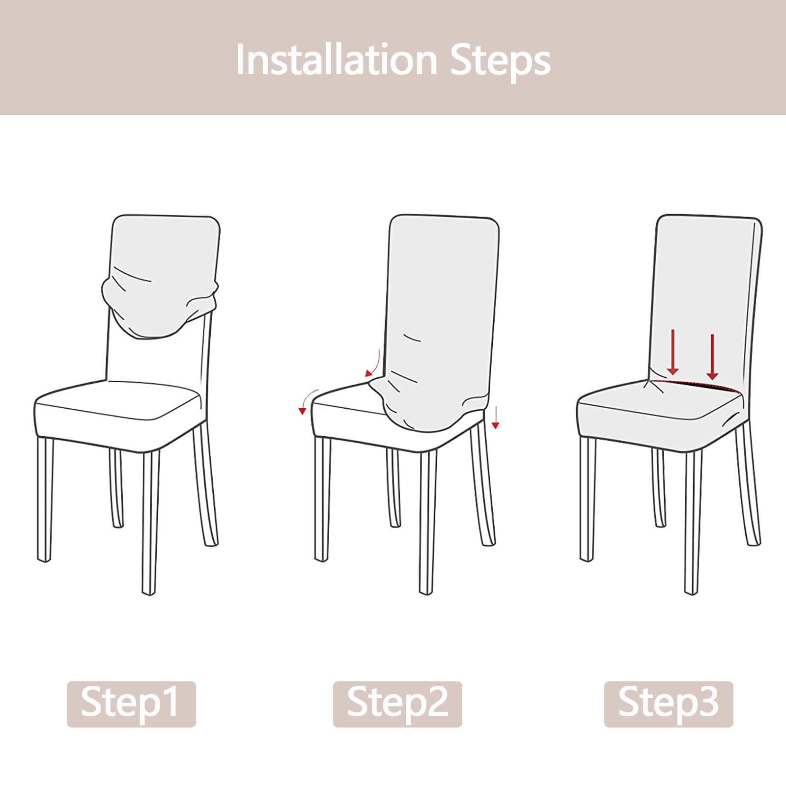 EVETIS Dining Room Chair Covers Set of 4, Removable Washable Stretch Parsons Seat Slipcover Protector for Dining Room, Hotel, Kitchen (Red Brown, 4 Pack)