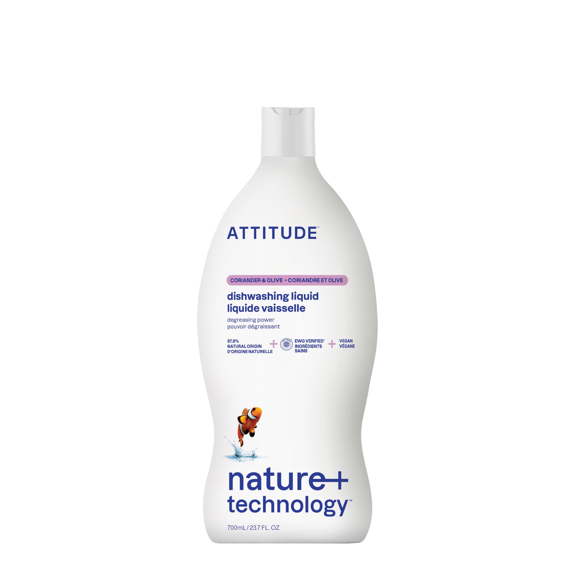 AttitudeNature +, Hypoallergenic Dishwashing Liquid, Coriander & Olive, 23.7 Fluid Ounce