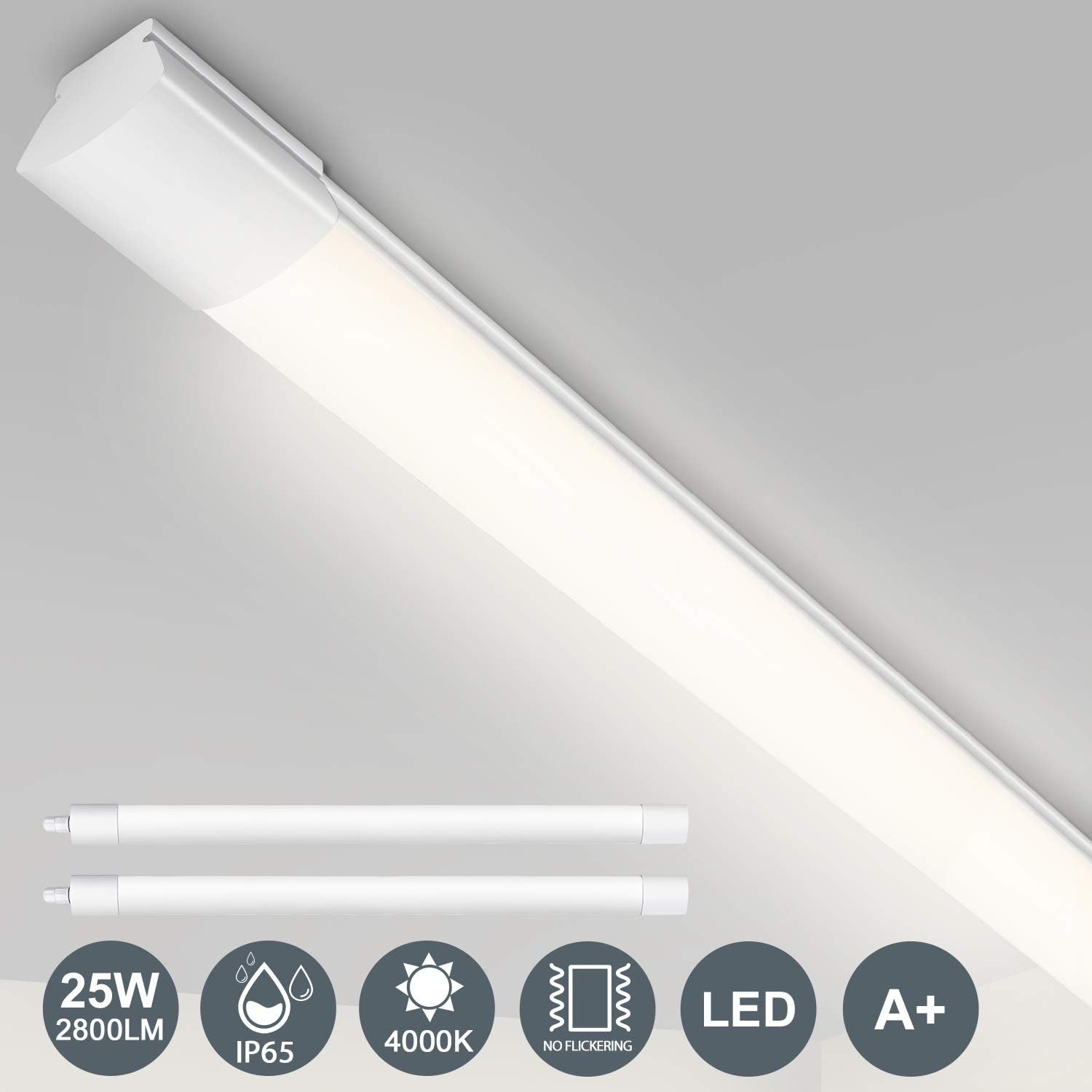 Tube LED Résistant à L'humidité Amdelne 120 Cm 36 W Blanc Chaud 4000 K 3950 Lm Triple Protection Ip65 Blanc Avec Prise 95229427