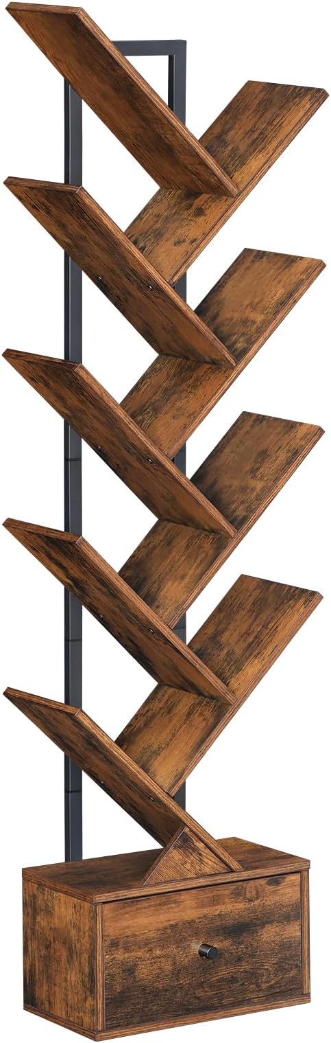 Bibliothèque 180cm Hauteur, Étagères À 5 Niveaux Ouvertes Industrielles, Étagère De Rangement