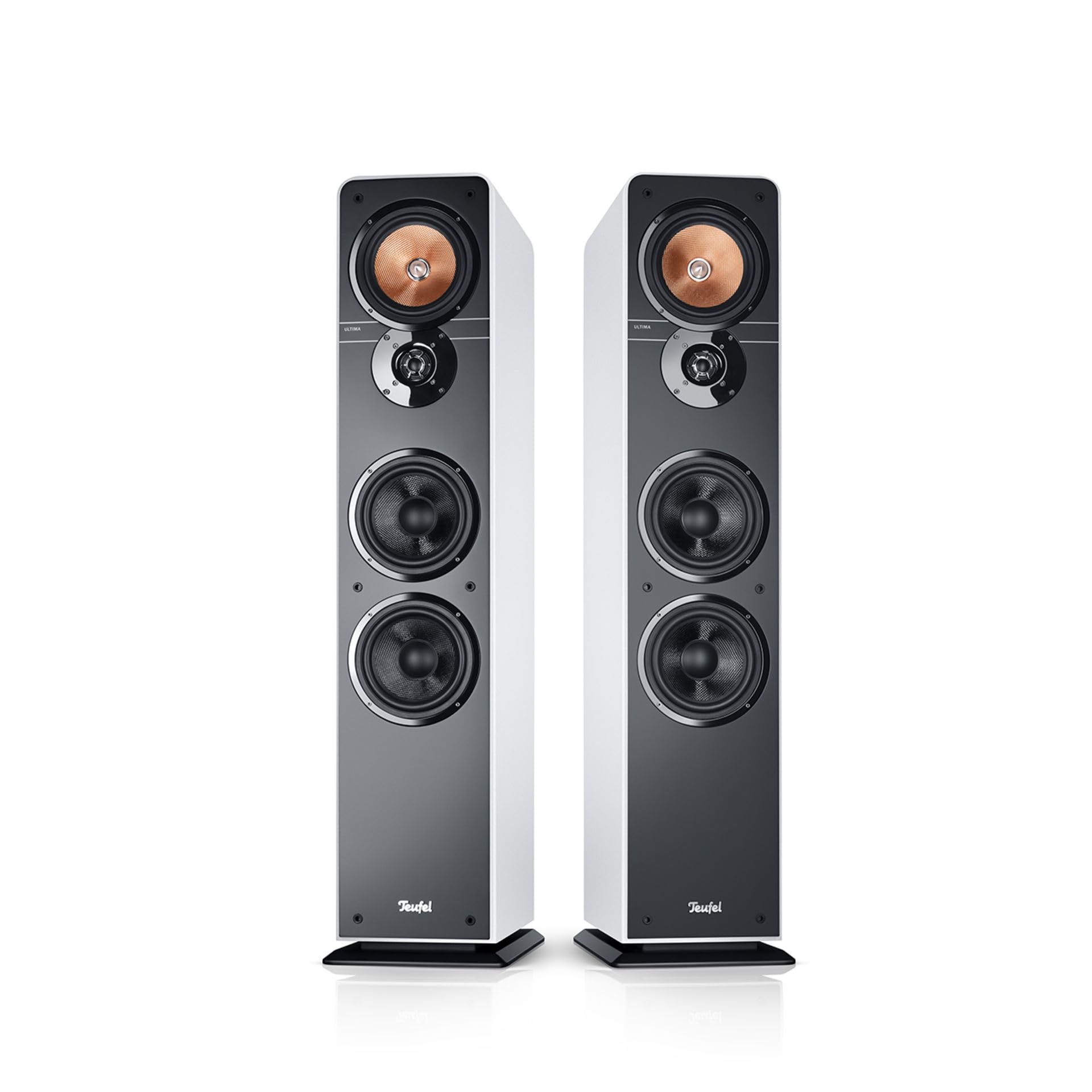 Teufel Ultima 40 Surround Power Edition 5.1-Set - Heimkino Lautsprecher 5.1 Soundanlage mit riesigem Subwoofer (optional kabellos ansteuerbar), Bassreflex, 3-Wege-System - Weiß