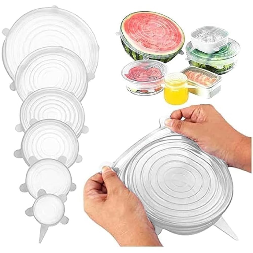 Silicone Stretch Lids for Food – Reusable Elastic Food Covers for Bowls & Containers | 6 Multi-Size Plastic Wrap Alternative for Fresh Food Storage | Airtight, Microwave & Freezer Safe-image-33