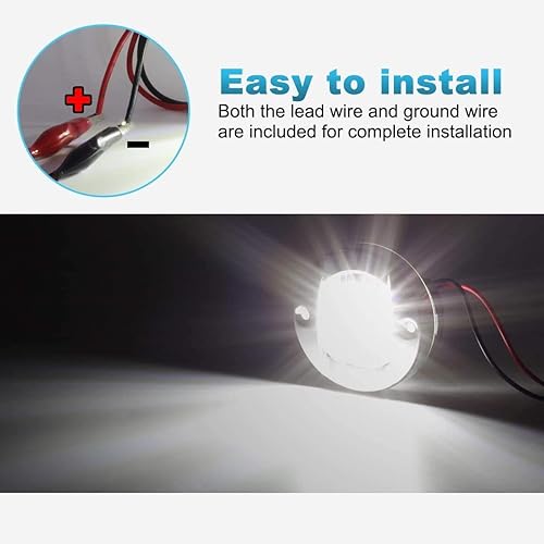 Miniatura 6 de Partsam 2 unidades de 3 pulgadas de barco redondo marino 12LED luces de cortesía IP68 sumergibles, acero inoxidable 316, luz de popa subacuática