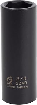 SUNEX TOOLS 224d 1/2-Inch Drive 3/4-Inch Deep Impact Socket