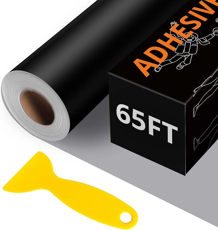 HTVRONT Rollo de vinilo permanente negro mate, 12"x65FT , para calcomanías y letreros de automóviles | Compatible con máquinas de camafeo Cricut Silhouette, impermeable, fácil de quitar y cortar, para decoración del hogar, álbum de recortes, decoración de fiestas