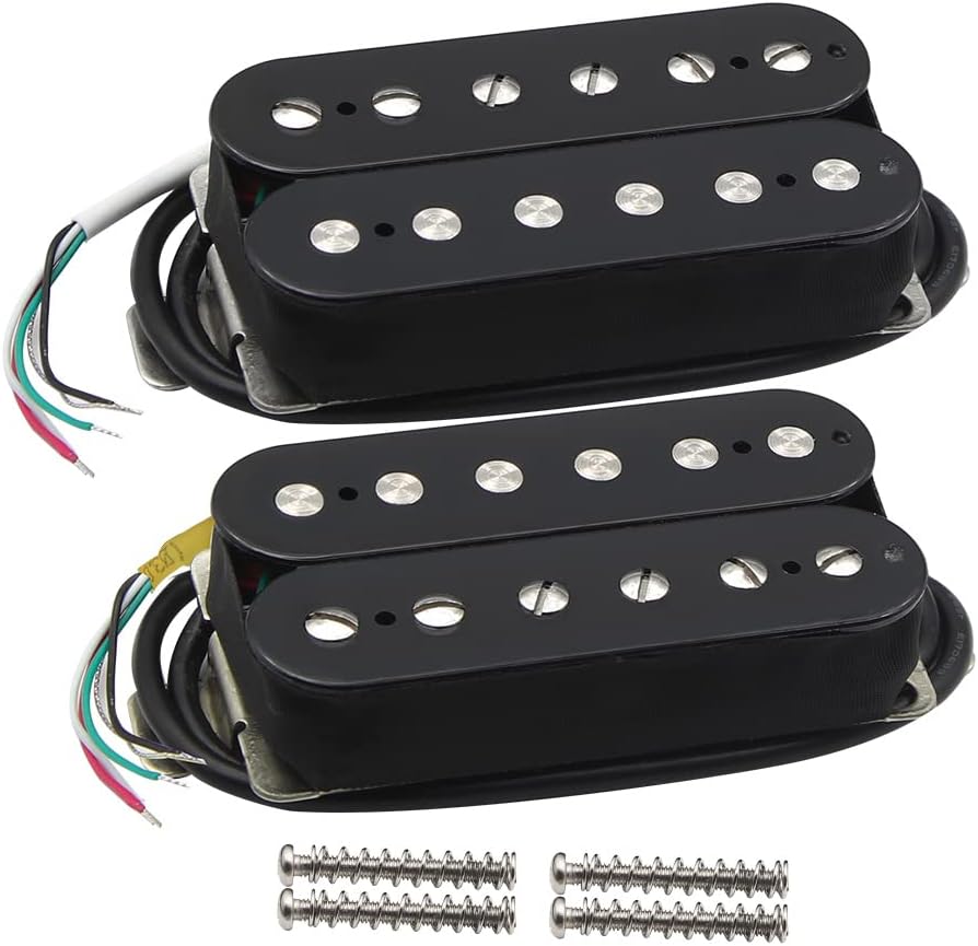 FLEOR Alnico 2 Humbucker Pickup HBA2 Electric Guitar Humbucker Neck and Bridge Pickup Set, Black