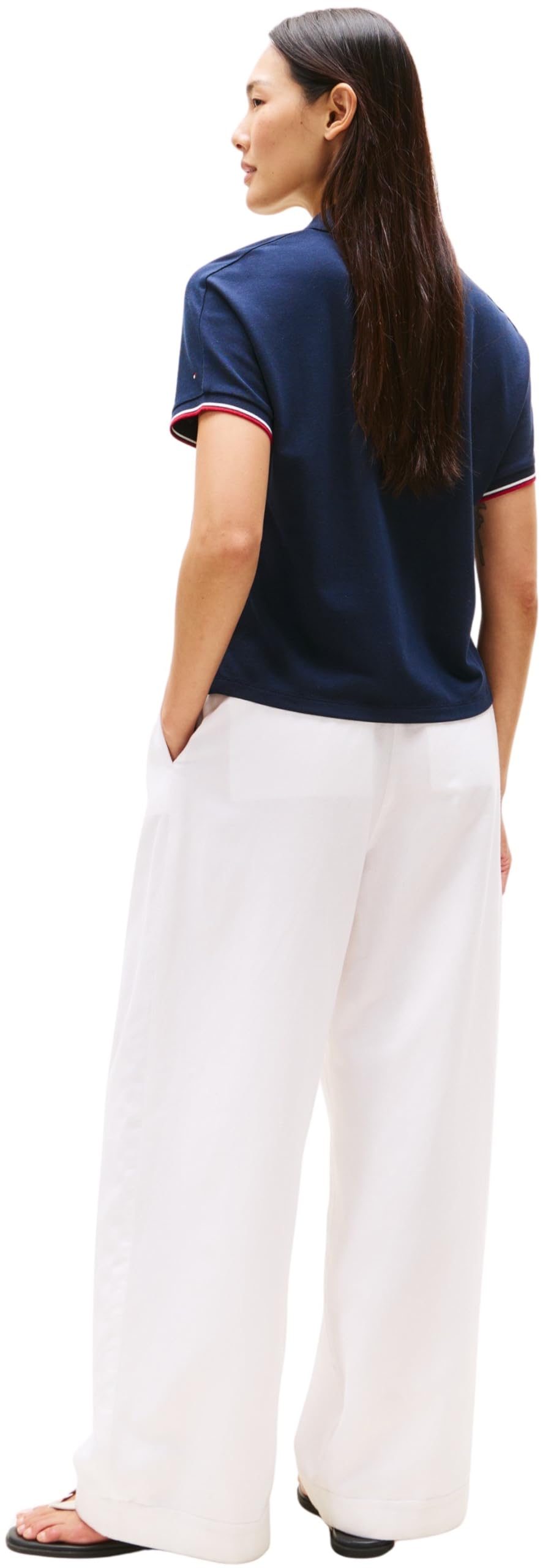 Tommy Hilfiger Lyocell Tipping Open SS Polo Ww0ww46512 Polo S/S damska, Niebieski (Dark Night Navy), L