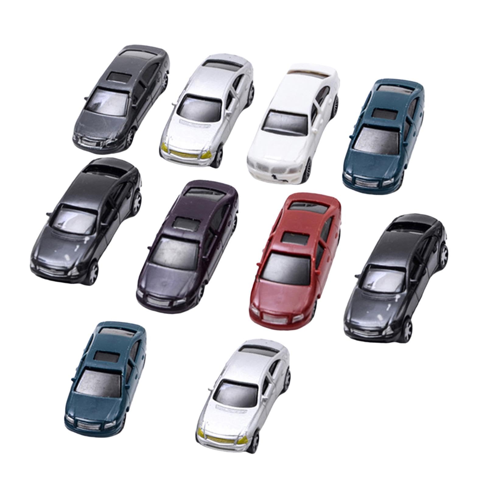 Luwecf 10x Mini Scale Model Cars Miniature Vehicles Multipurpose 1/75 Diorama for Layout Sand Table Street Building Parking Scenery