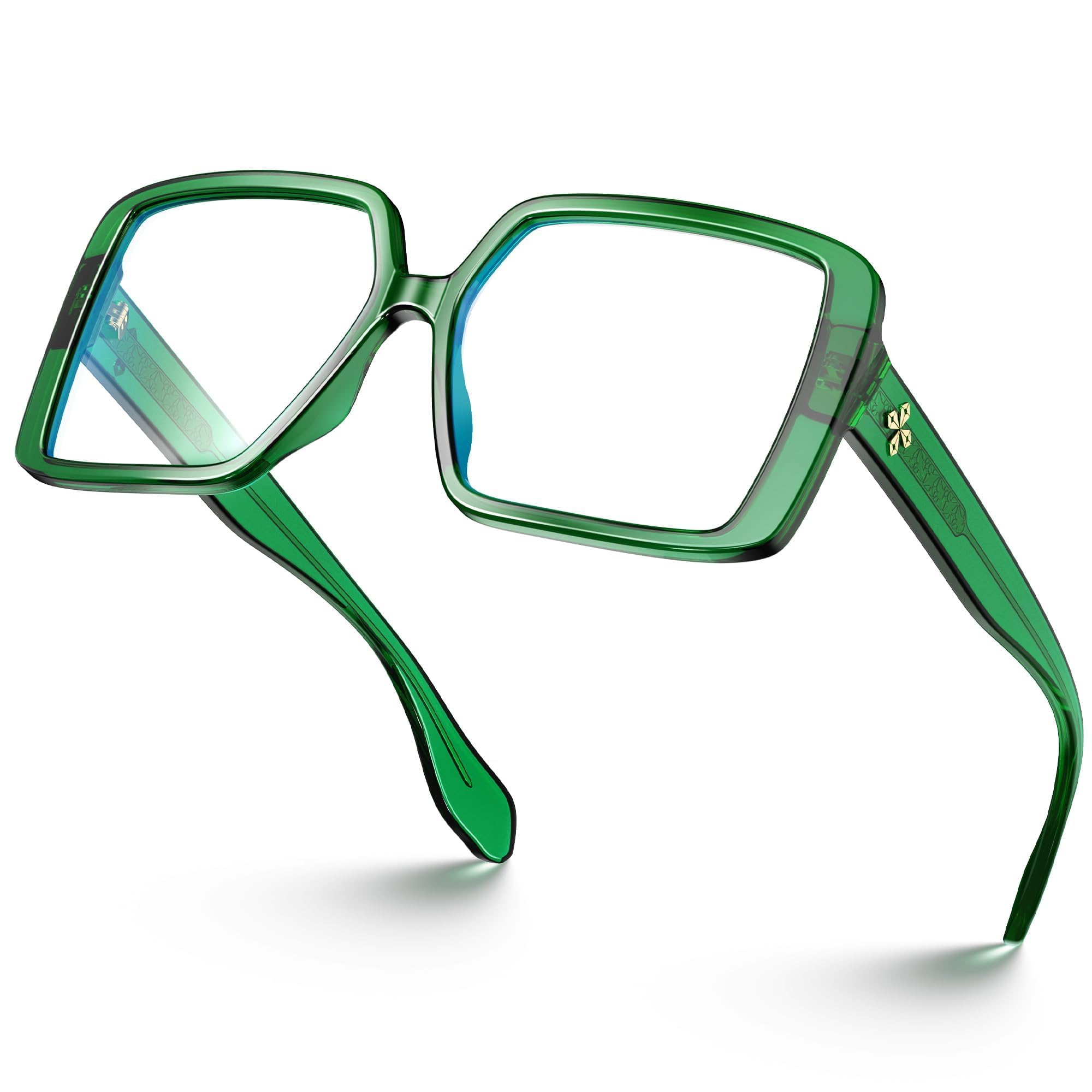 VISOONE Gafas cuadradas de acetato de gran tamaño con bloqueo de luz azul sin receta para mujeres y hombres HARVARD