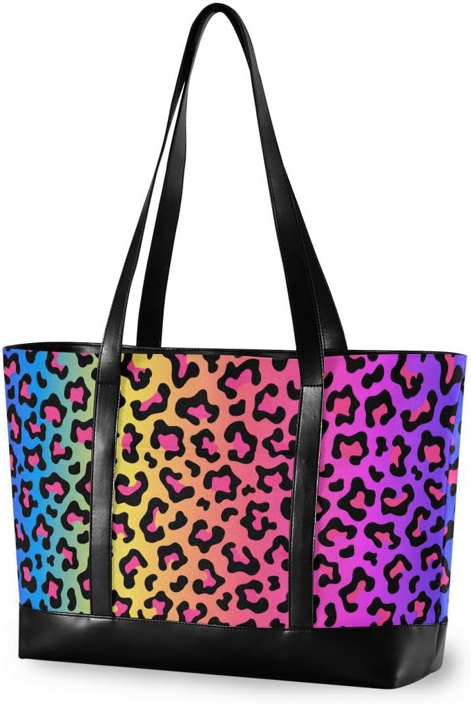 Women's Tote Shoulder Bag Leopard Print Cheetah Rose Gold Rainbow Flag Capacity Handbag