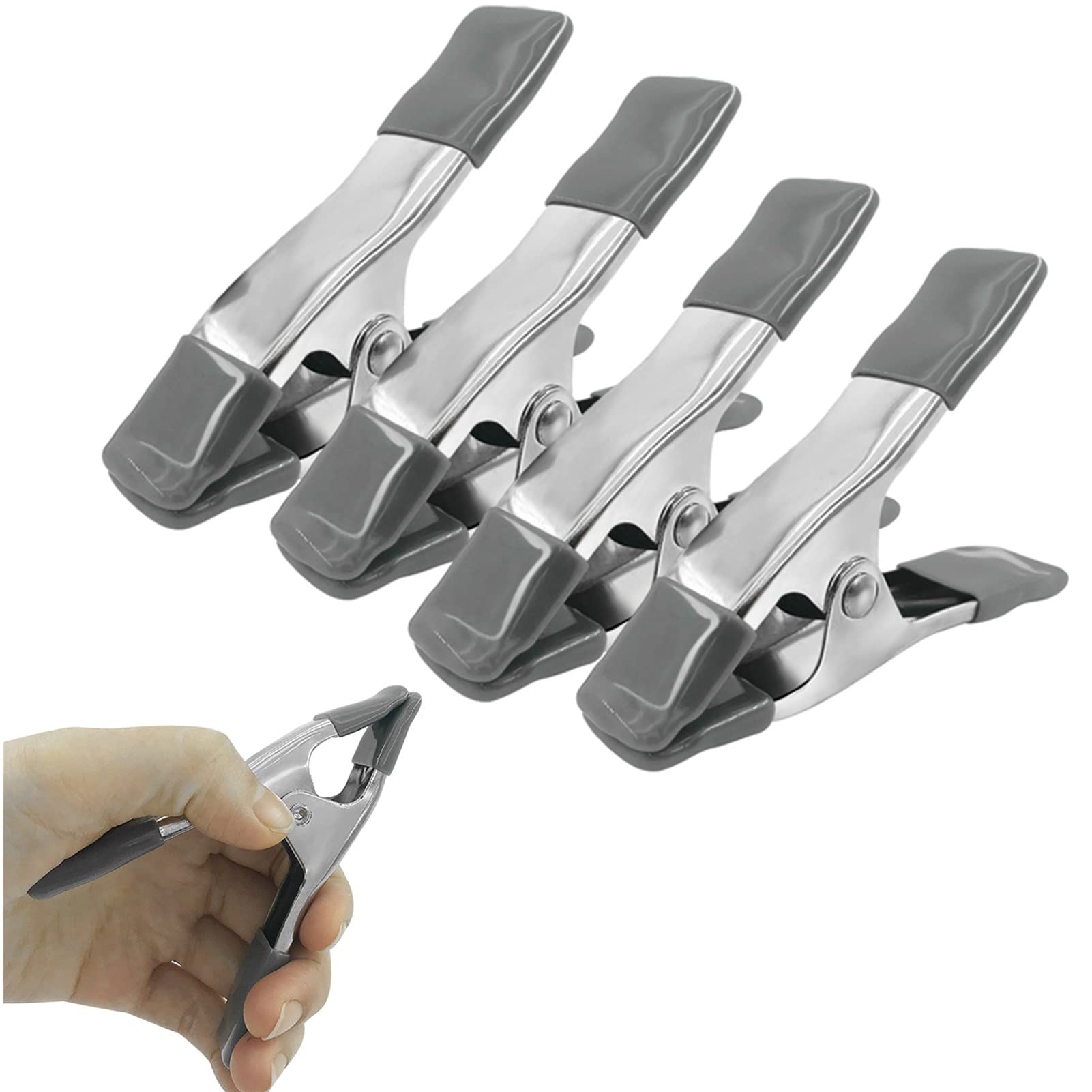 Saycker 4-Pcs Spring Clamp Heavy Duty Metal Spring Clamp - Jaw Opening for Wood Working, DIY, Photo Studio Backdrops Backgrounds